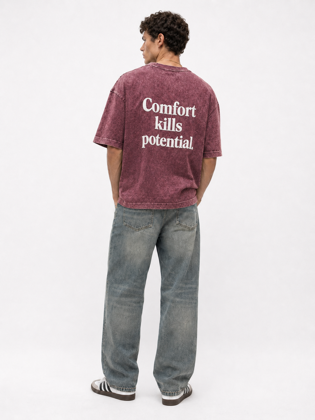 Potential Washed Oversized T-Shirt Burgundy