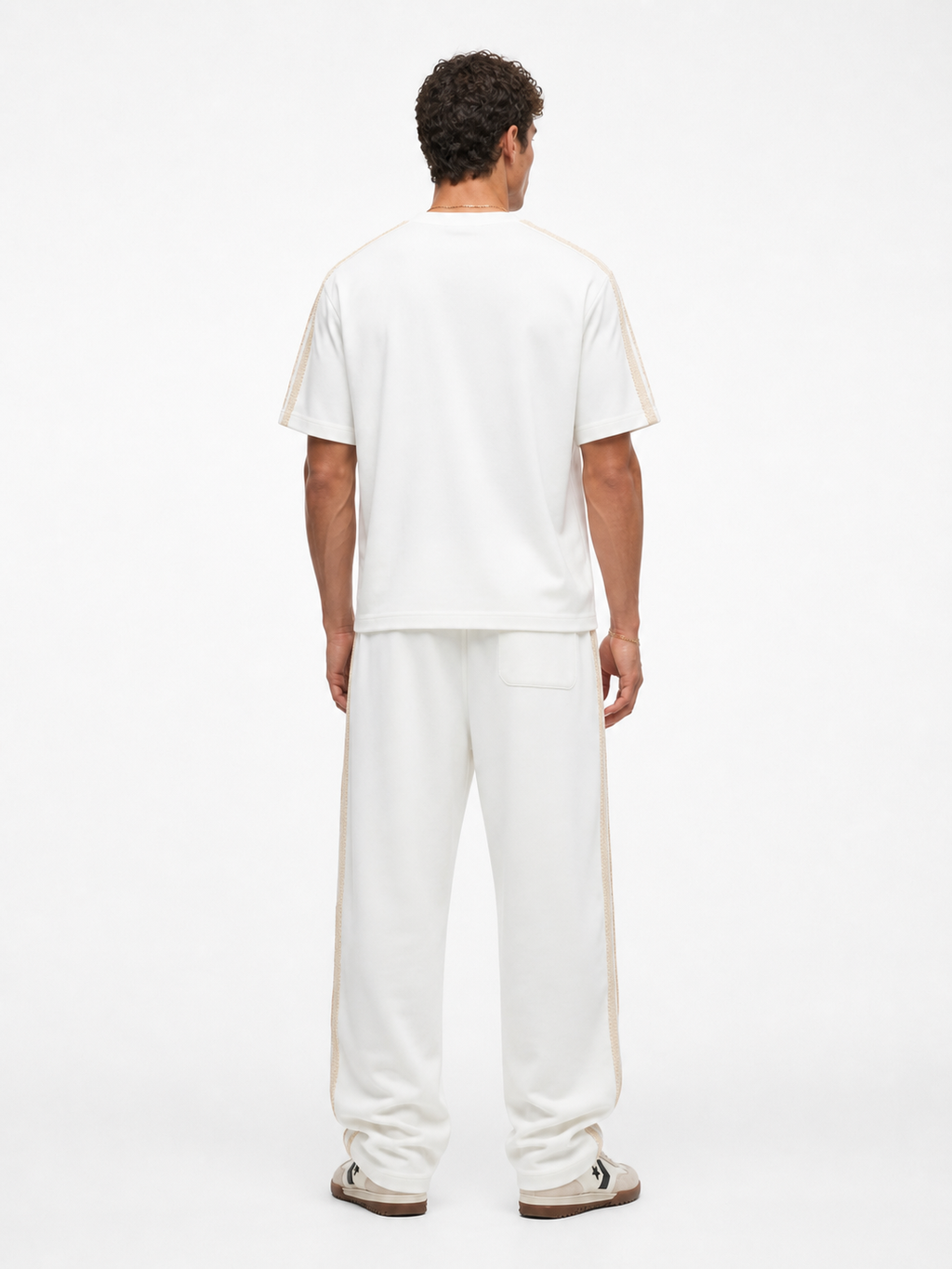 R Embroidered Regular Fit Tracksuit Ecru