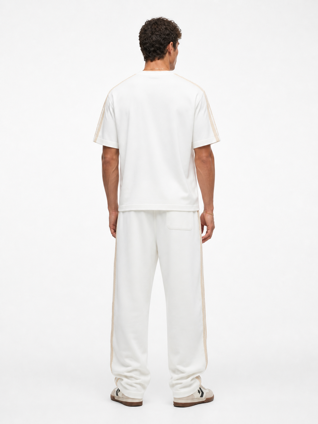 R Embroidered Regular Fit Tracksuit Ecru