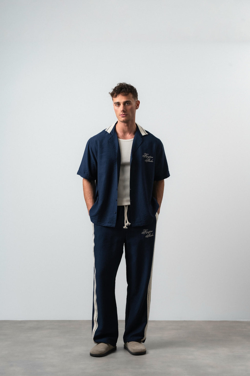Striped Oversized Tracksuit Navy