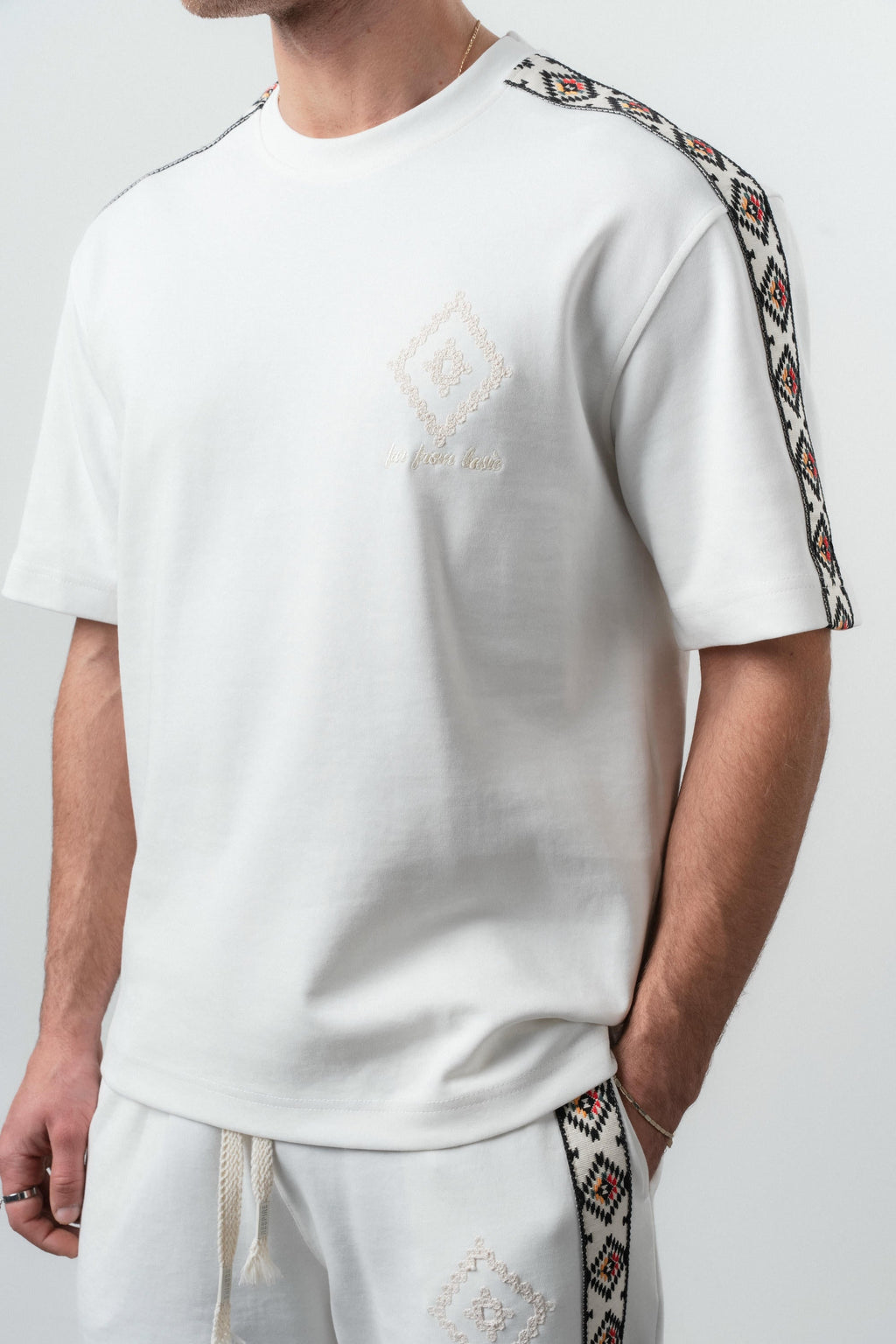 FFB Ethnic Striped Regular Fit Tracksuit Ecru