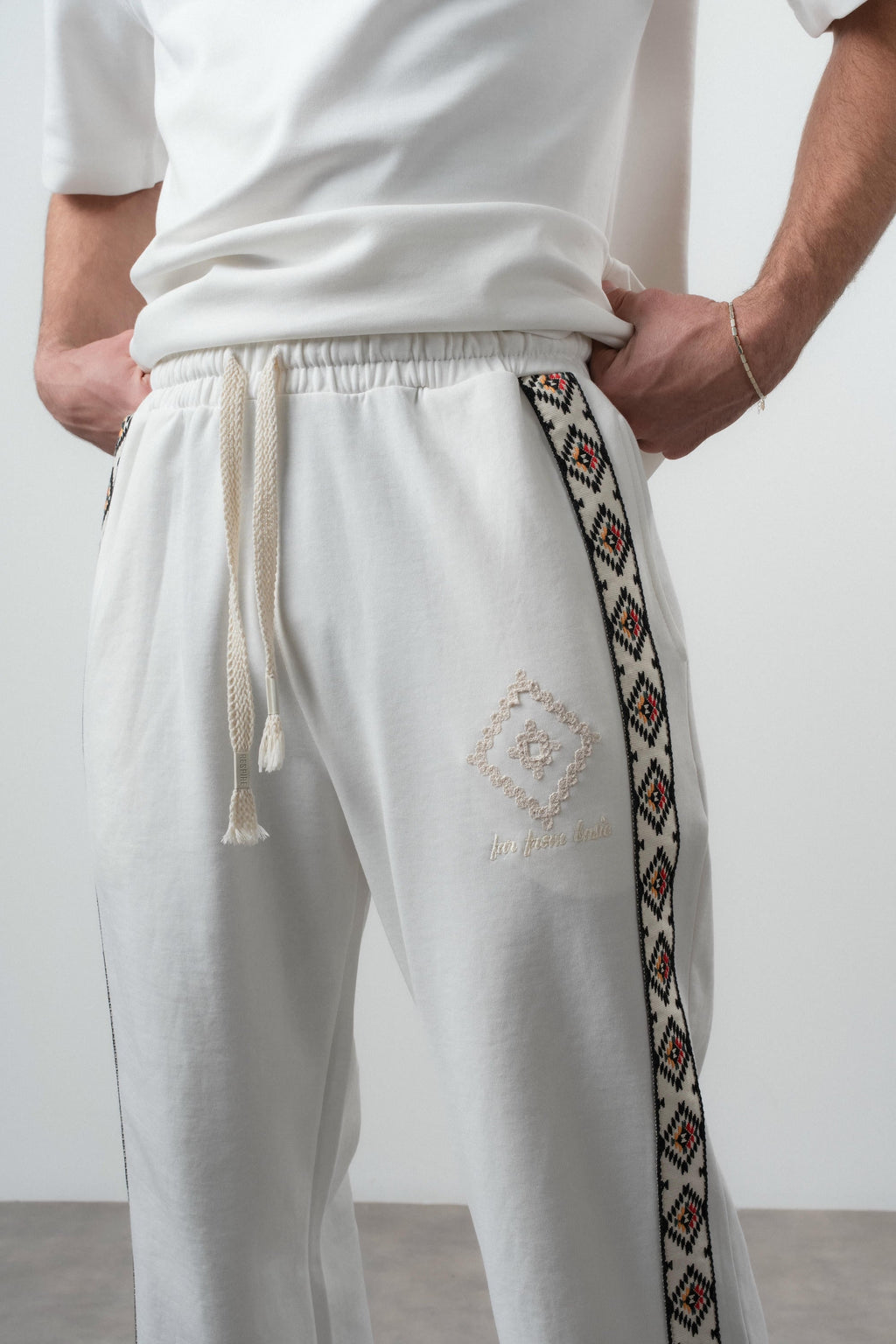 FFB Ethnic Striped Regular Fit Tracksuit Ecru