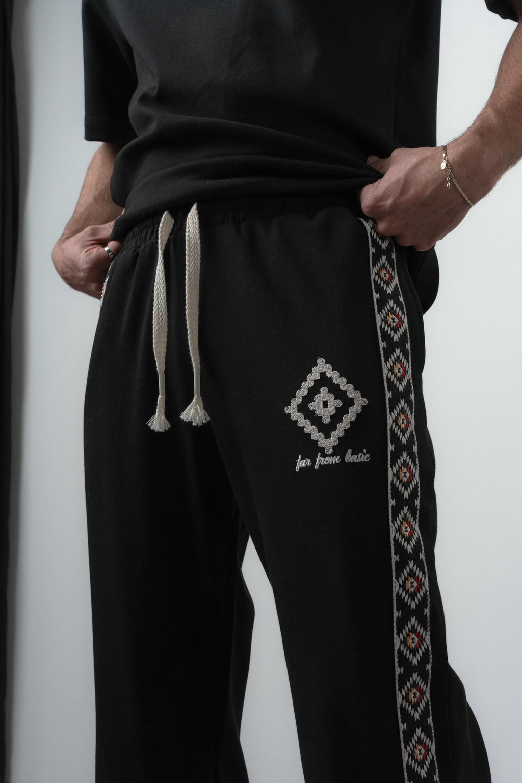 FFB Ethnic Striped Regular Fit Tracksuit Black