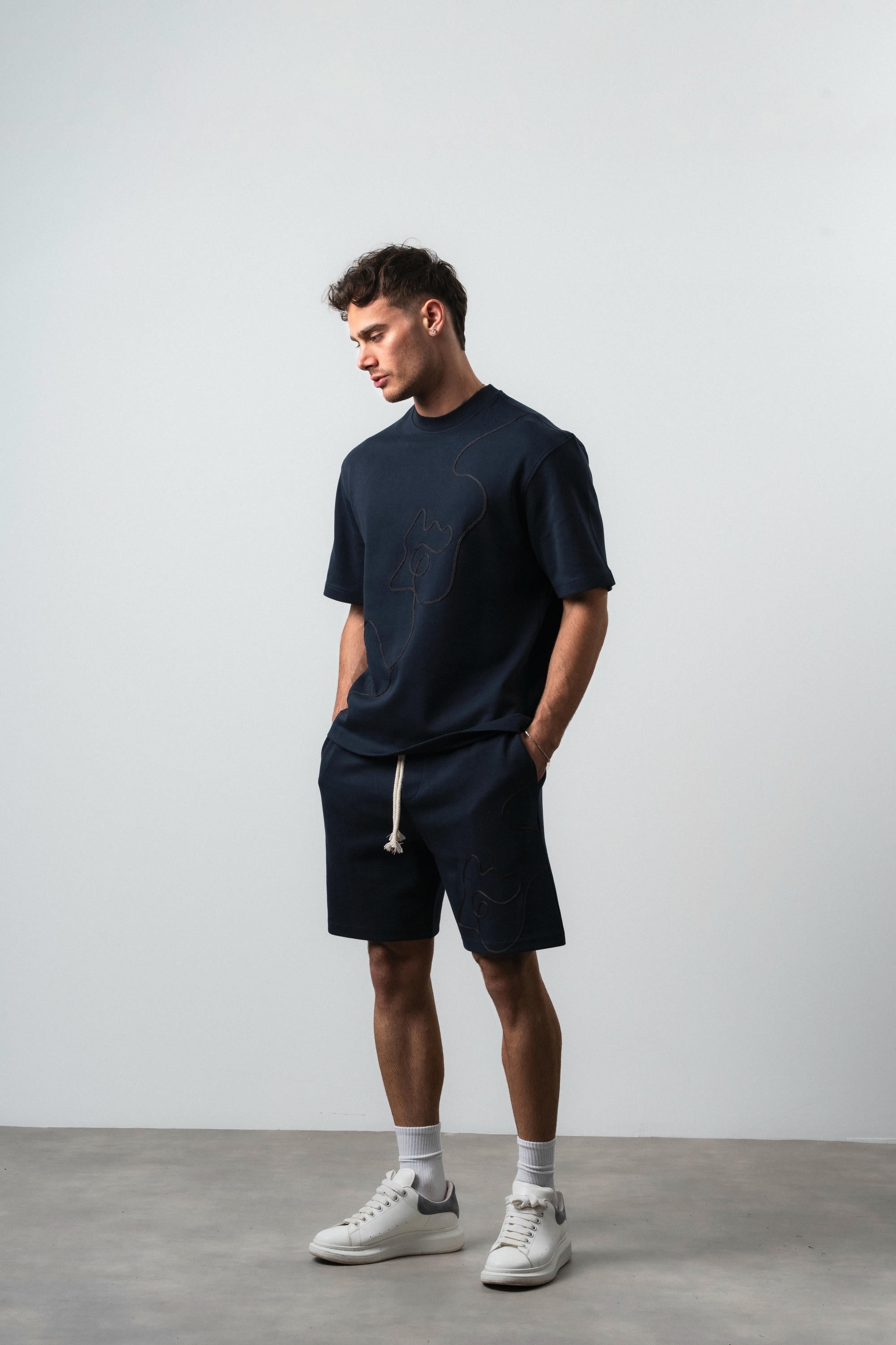 Embroidered Regular Fit Set Navy