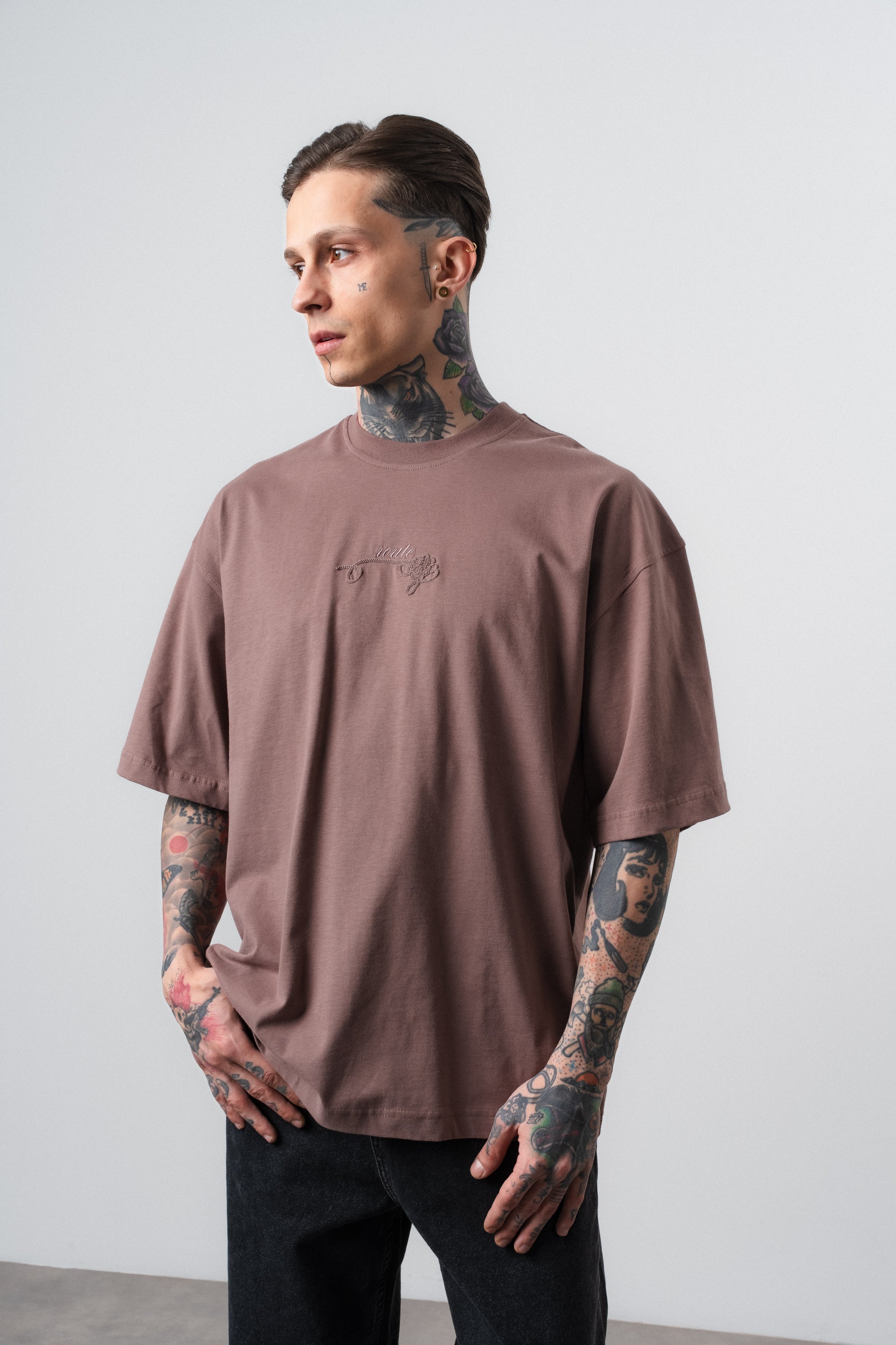 Route Oversized T-Shirt Brown