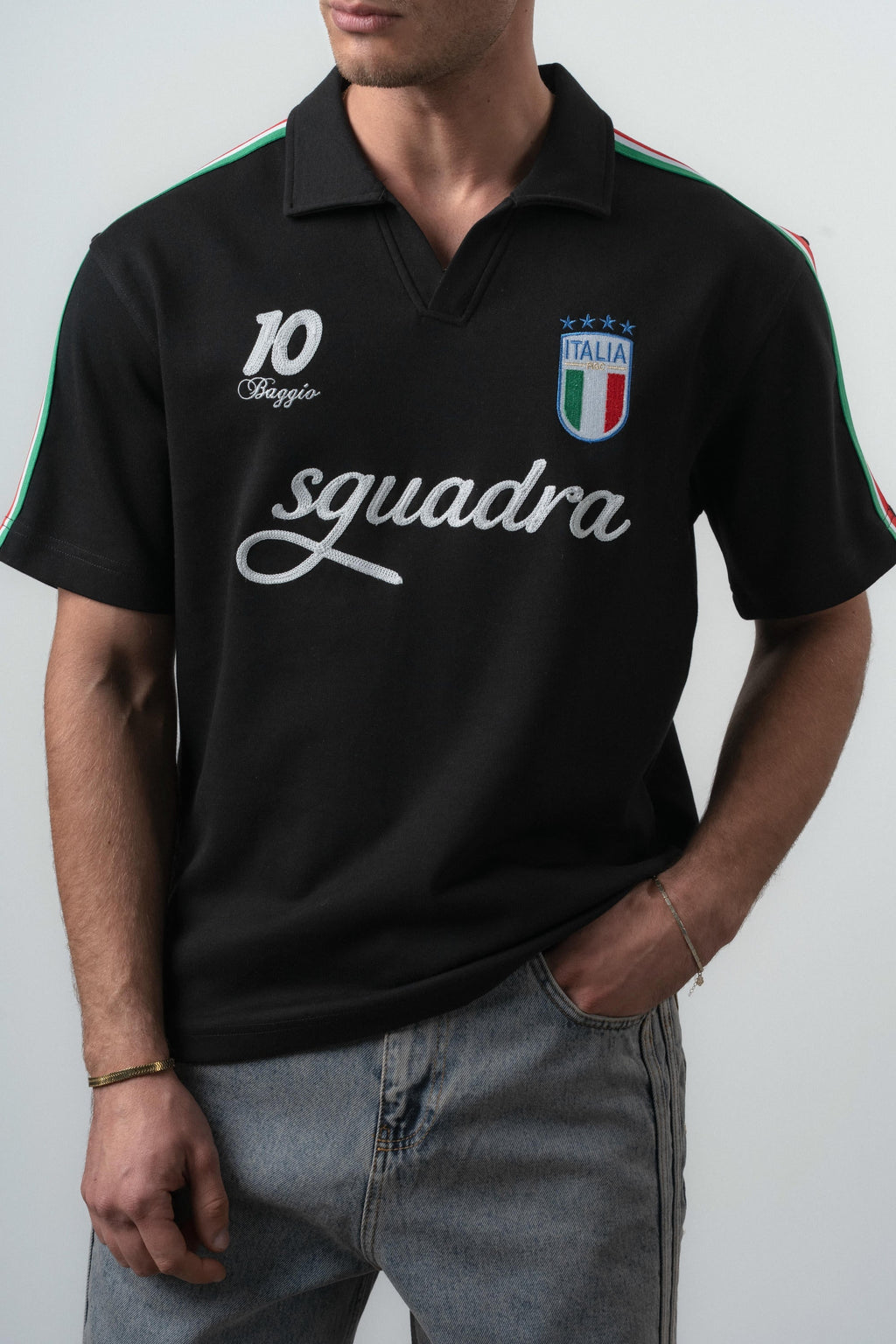 Italia Regular Fit Retro T-Shirt Black