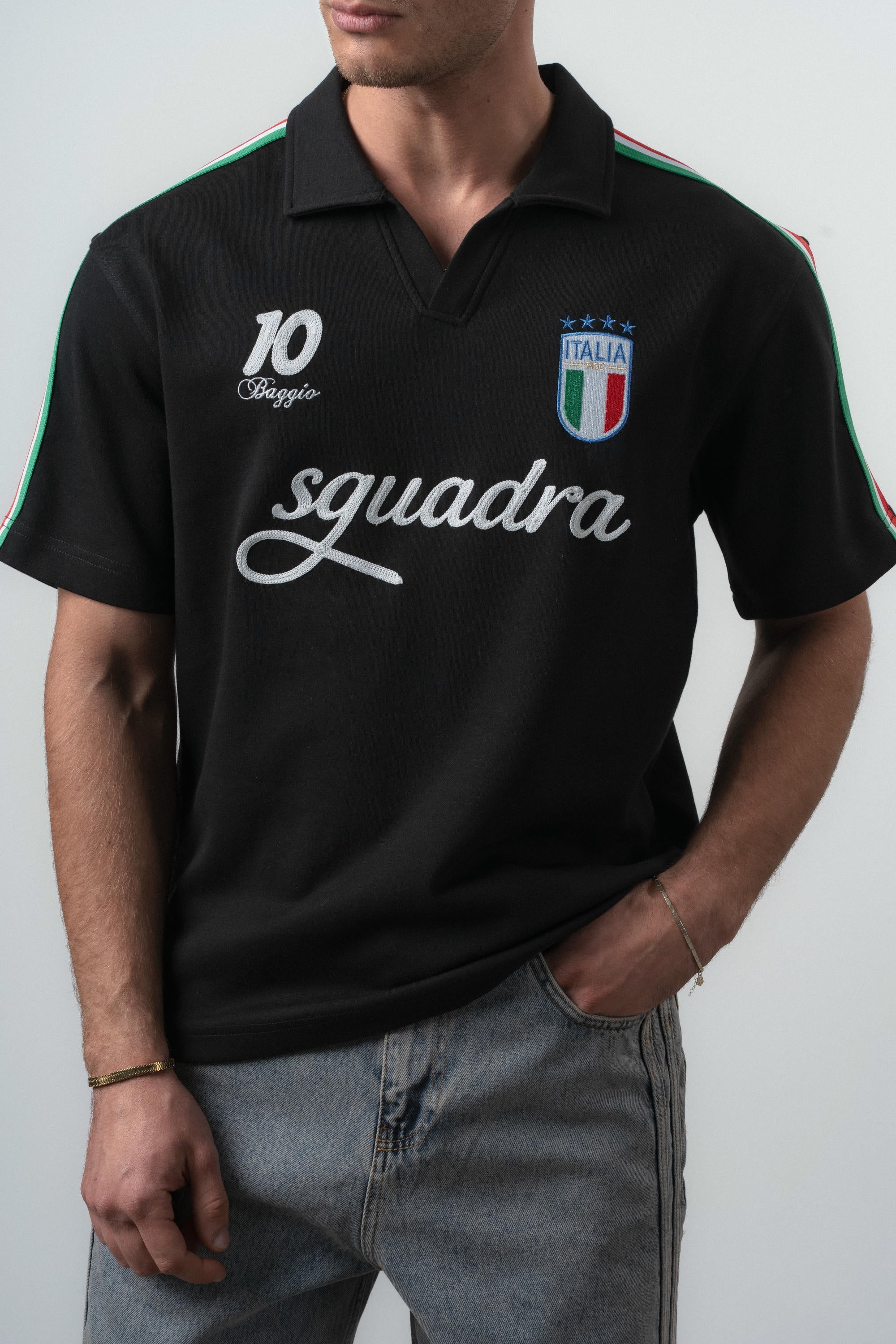 Italia Regular Fit Retro T-Shirt Black