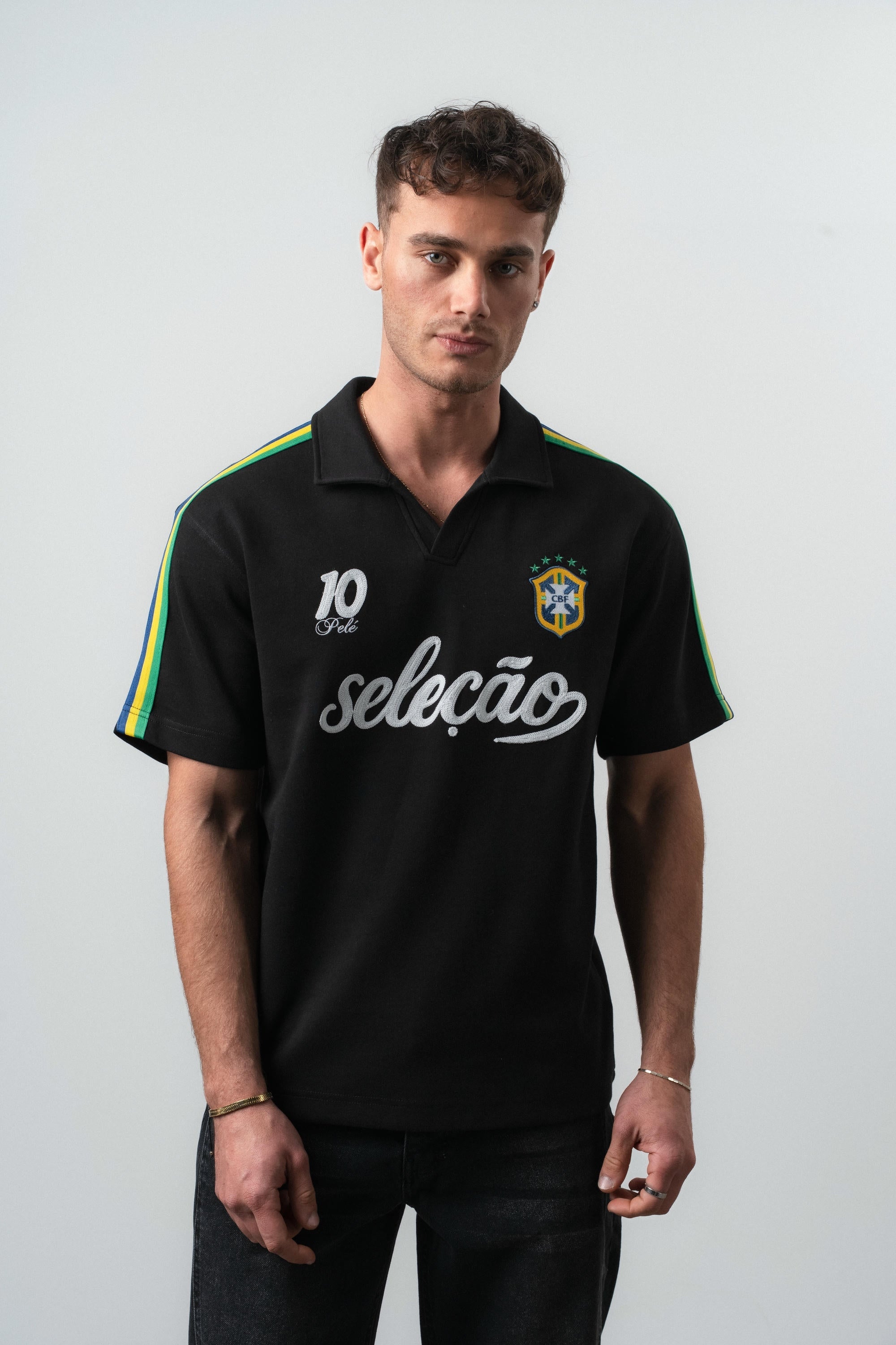 Brazil Regular Fit Retro T-Shirt Black