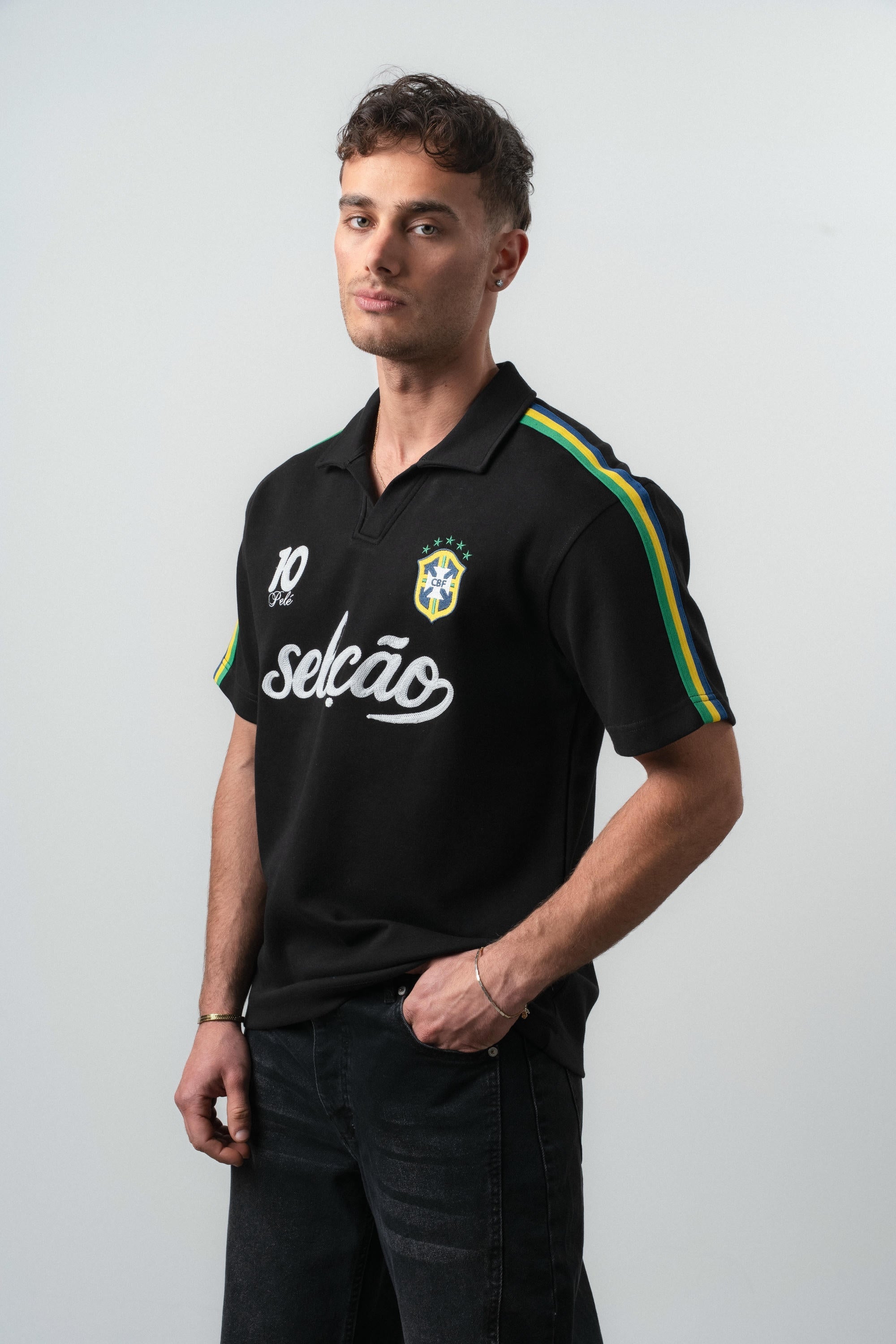 Brazil Regular Fit Retro T-Shirt Black