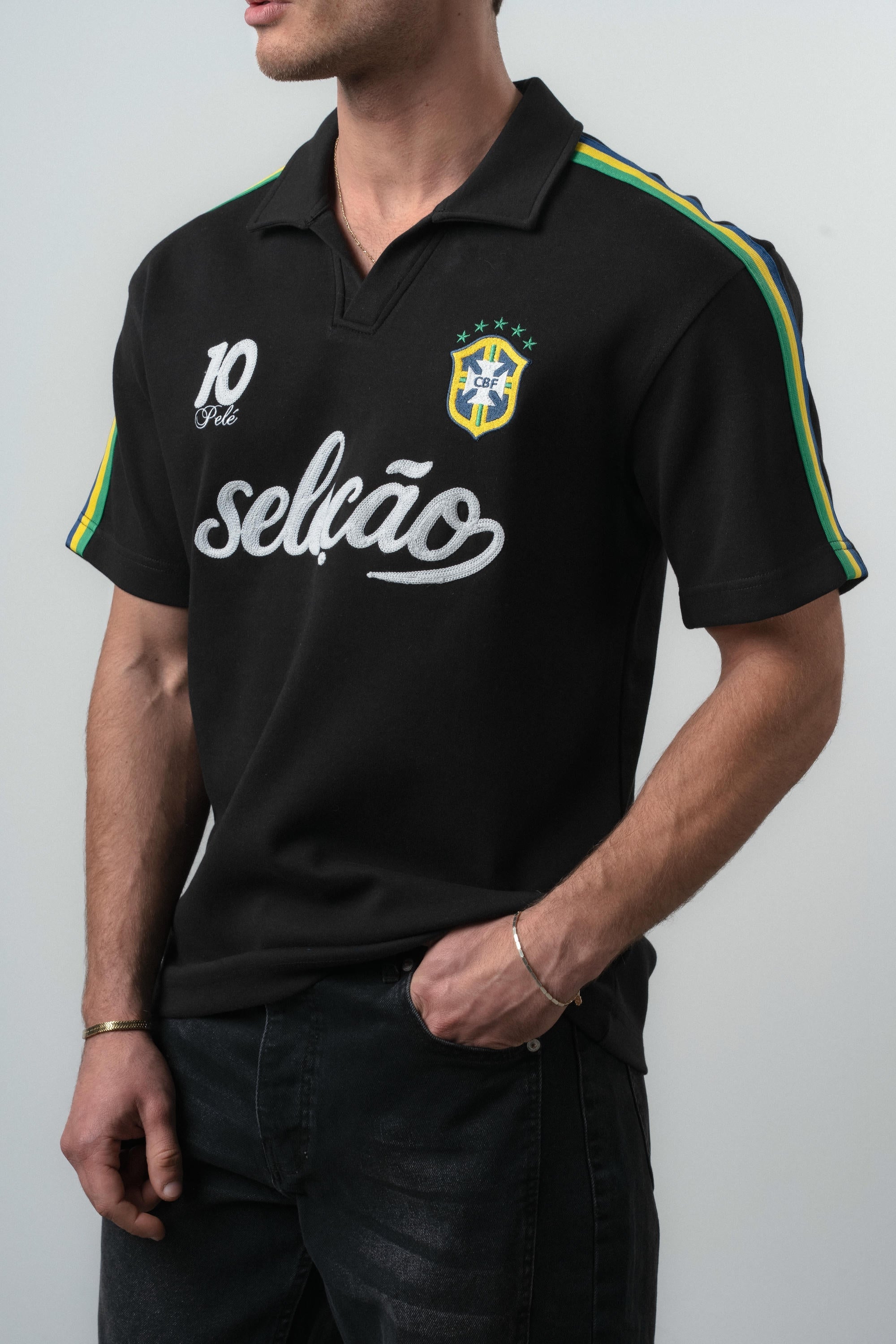Brazil Regular Fit Retro T-Shirt Black