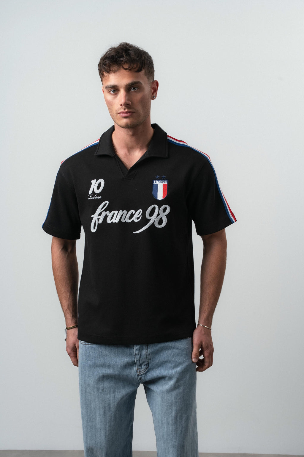 France Regular Fit Retro T-Shirt Black