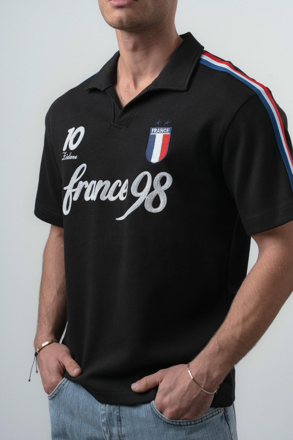 France Regular Fit Retro T-Shirt Black