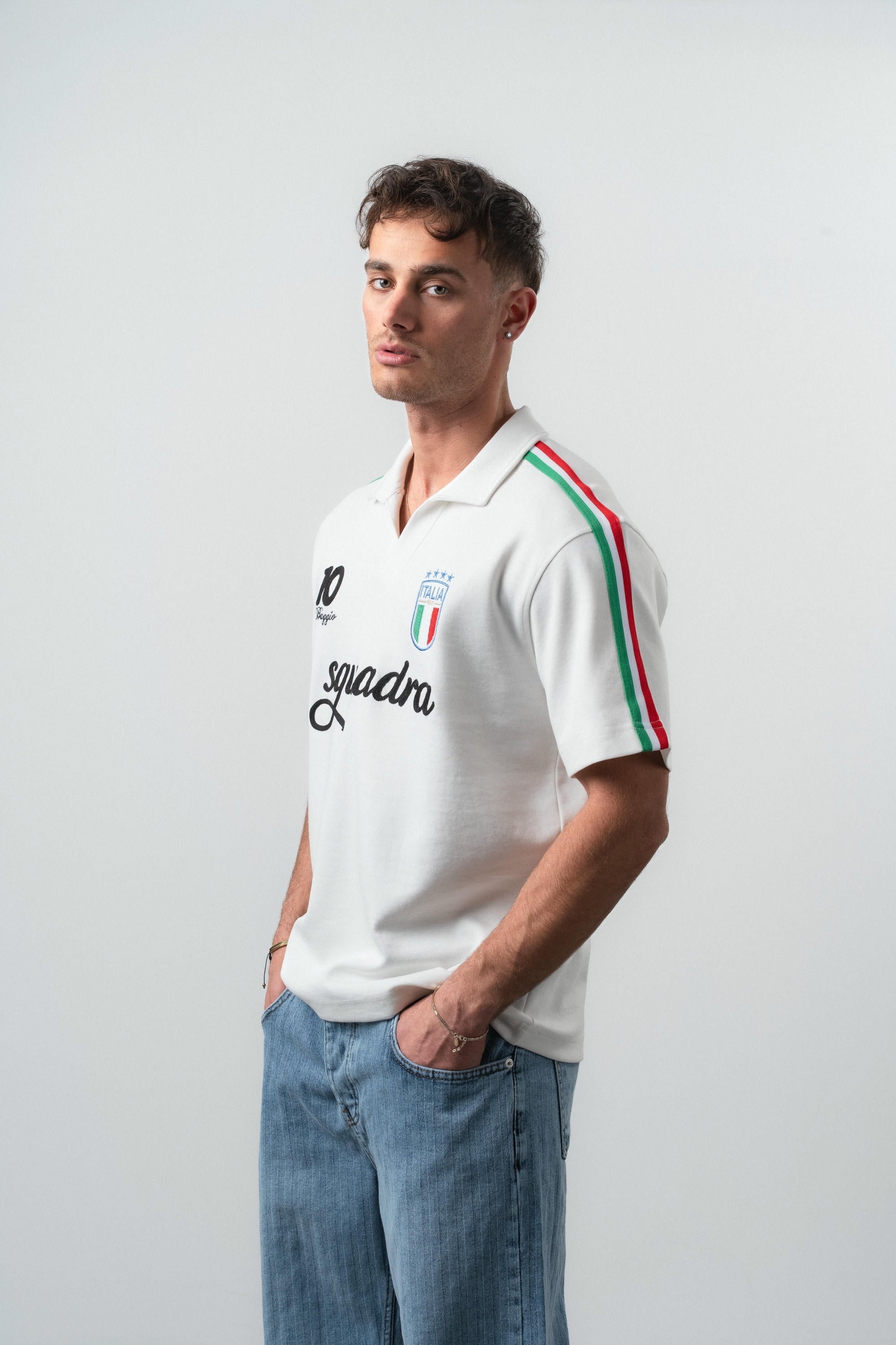 Italia Regular Fit Retro T-Shirt Ecru