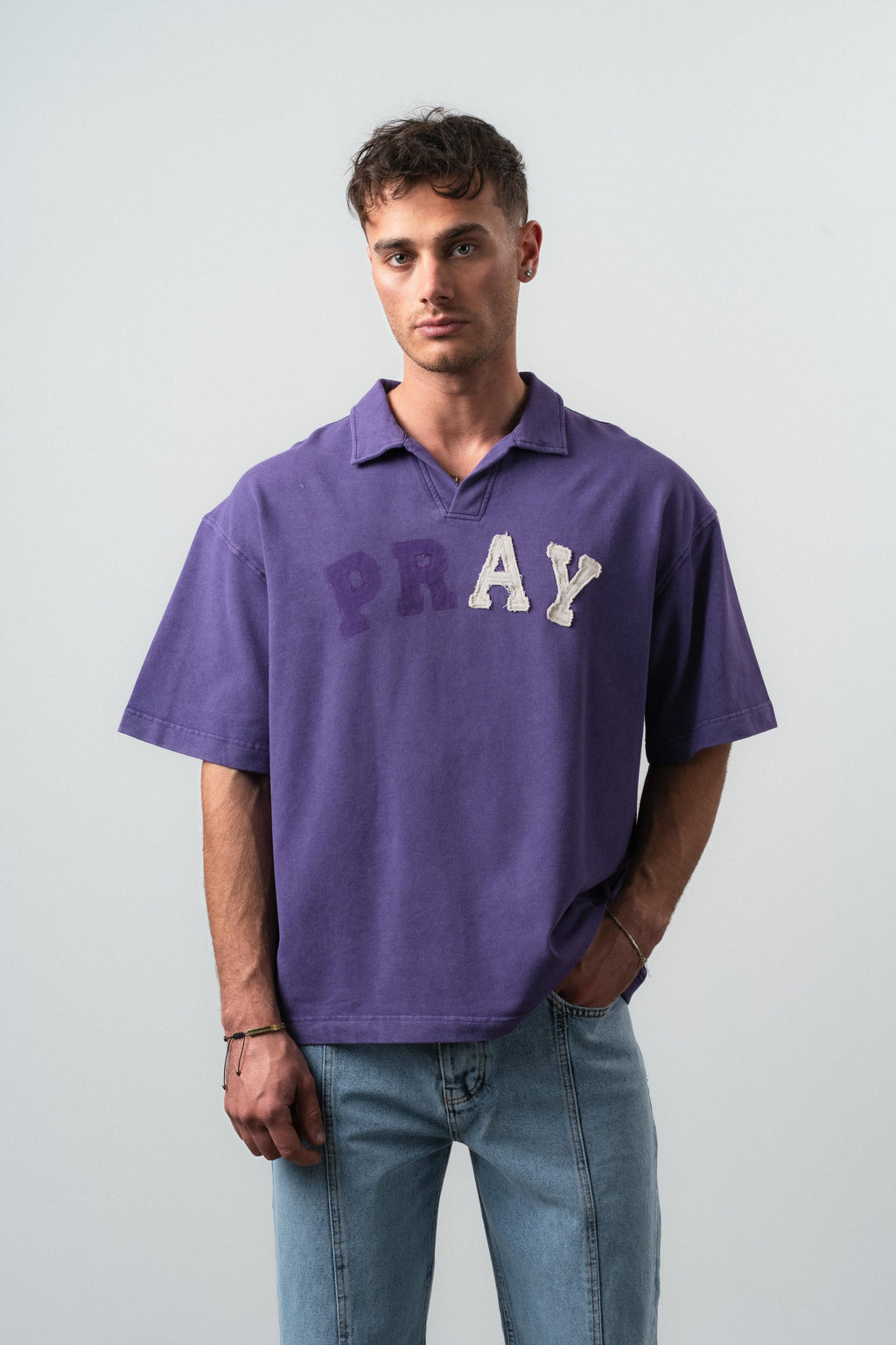 Pray Oversized T-Shirt Purple