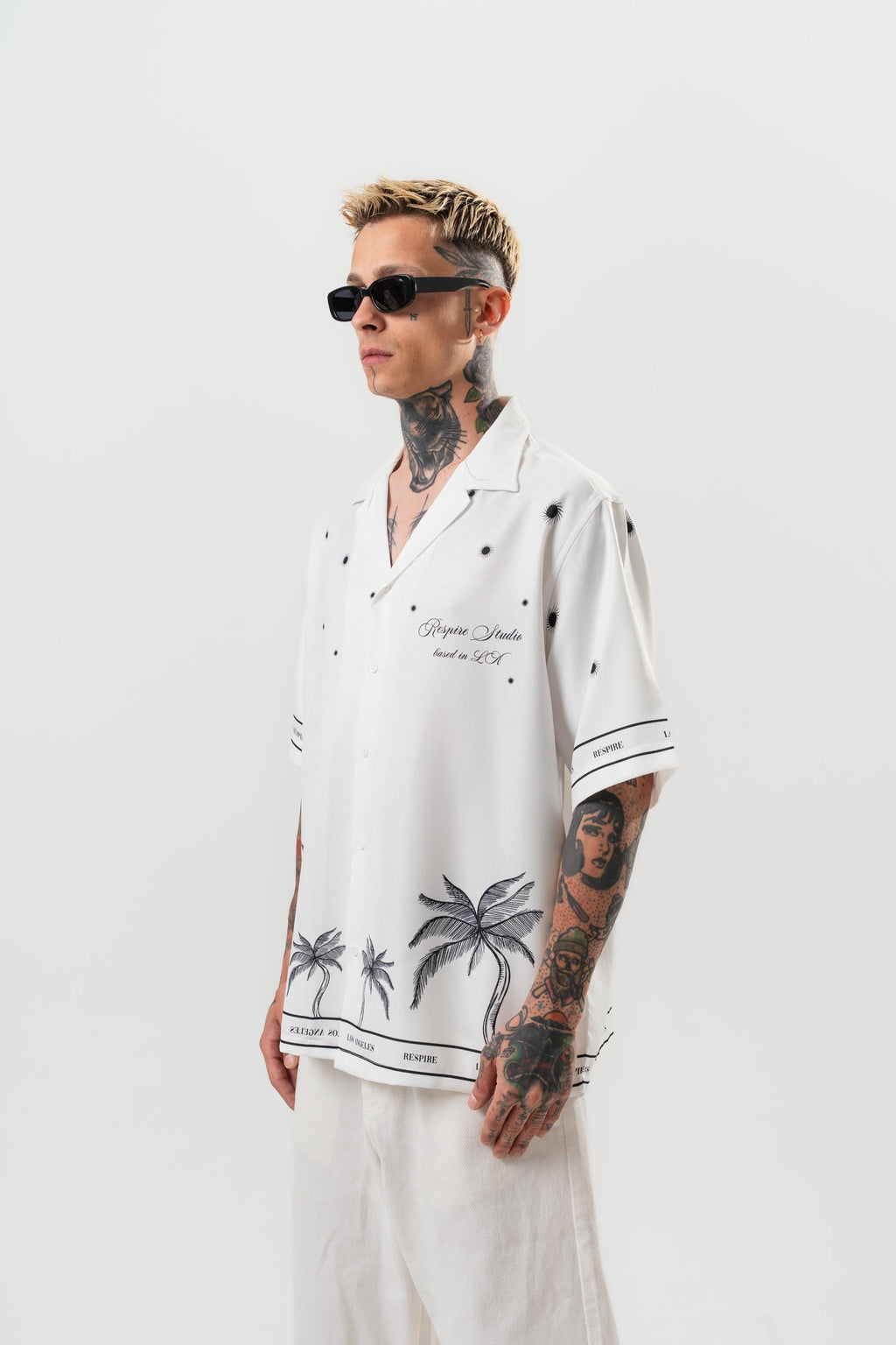 Night Pattern Oversized Shirt White