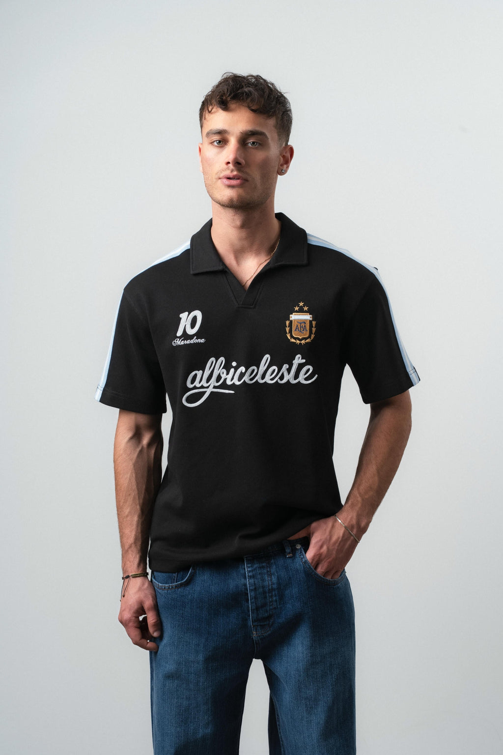 Argentina Regular Fit Retro T-Shirt Black