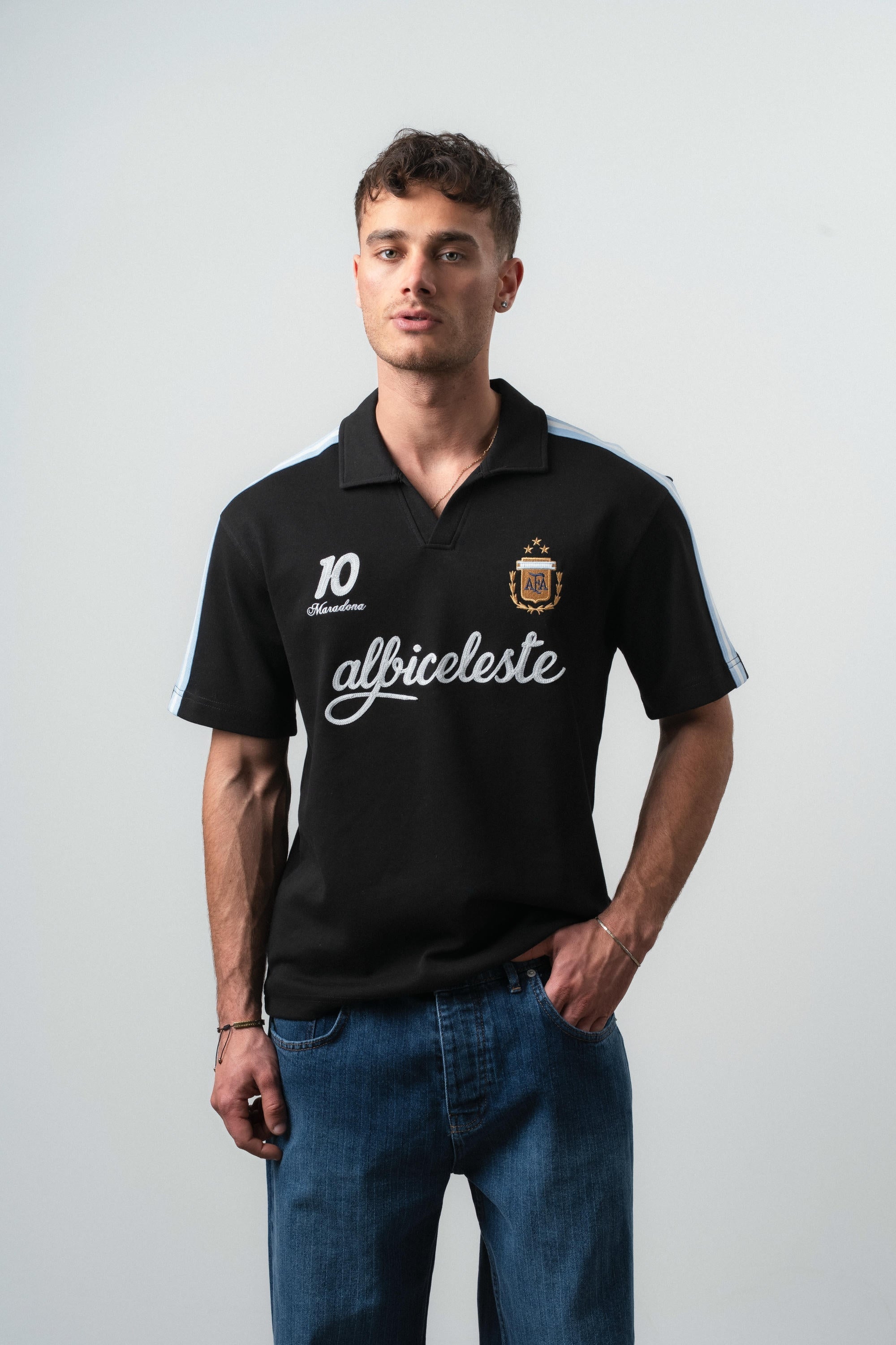 Argentina Regular Fit Retro T-Shirt Black