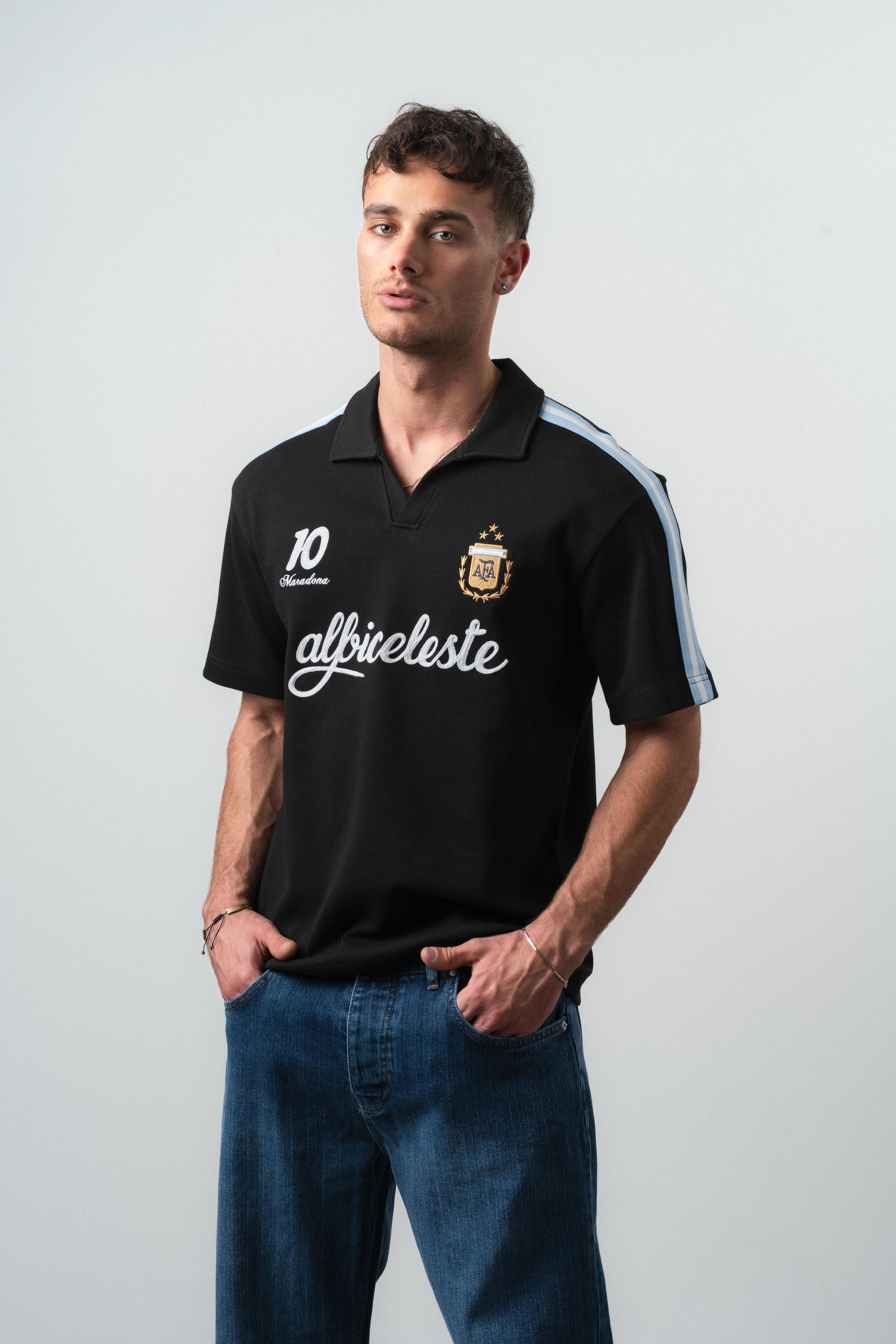 Argentina Regular Fit Retro T-Shirt Black