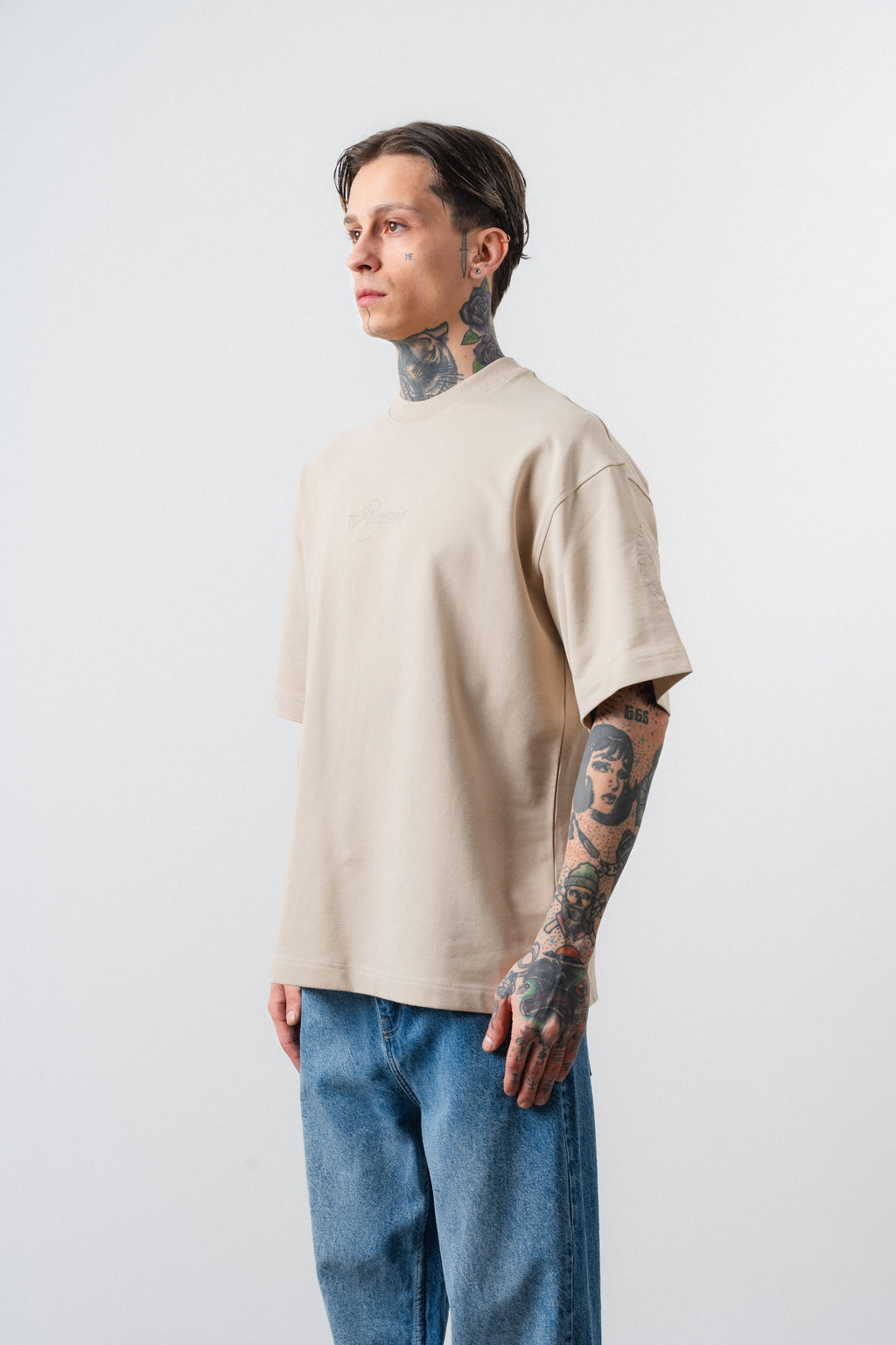Rosette Oversized T-Shirt Beige