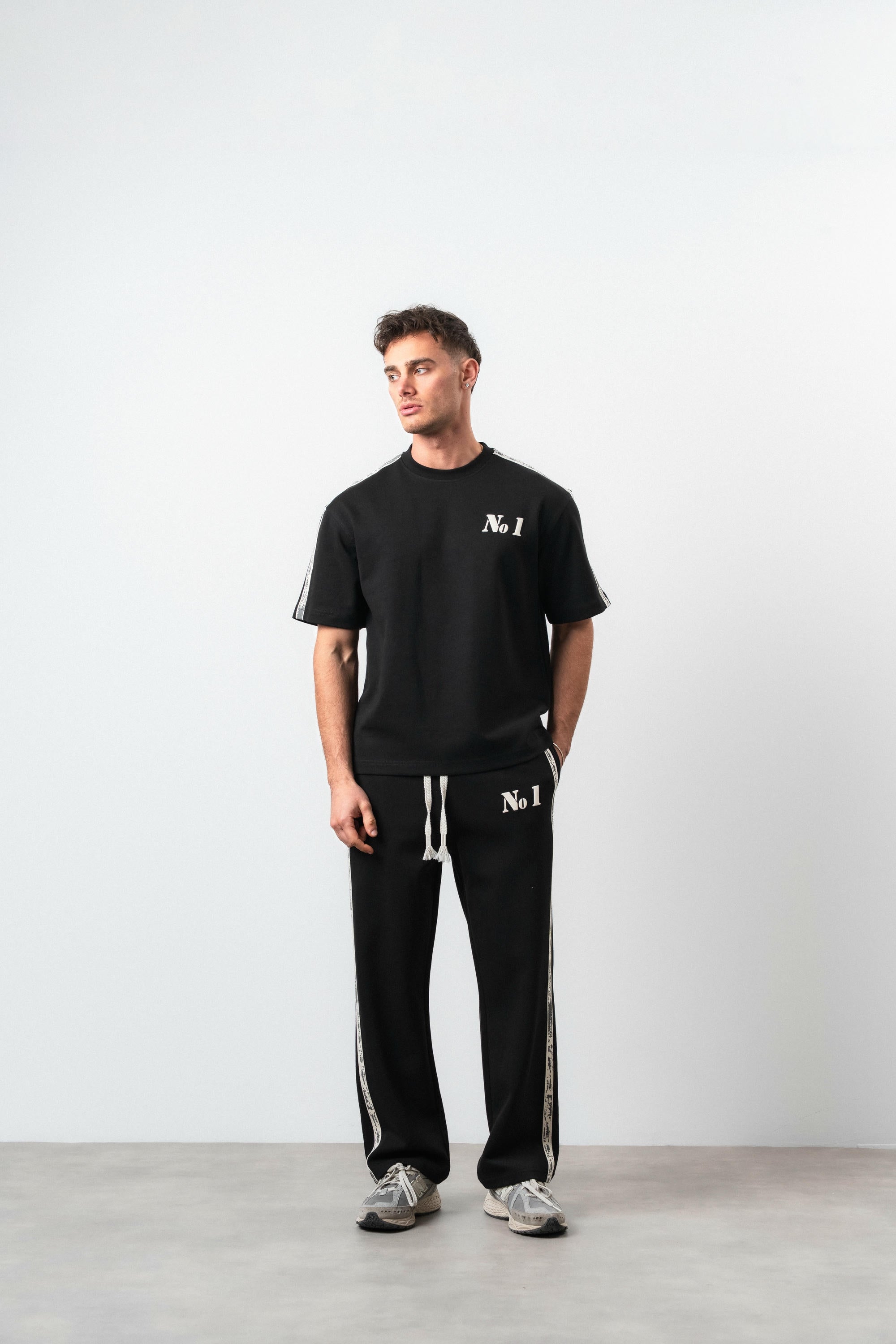 No1 Striped Regular Fit Tracksuit Black