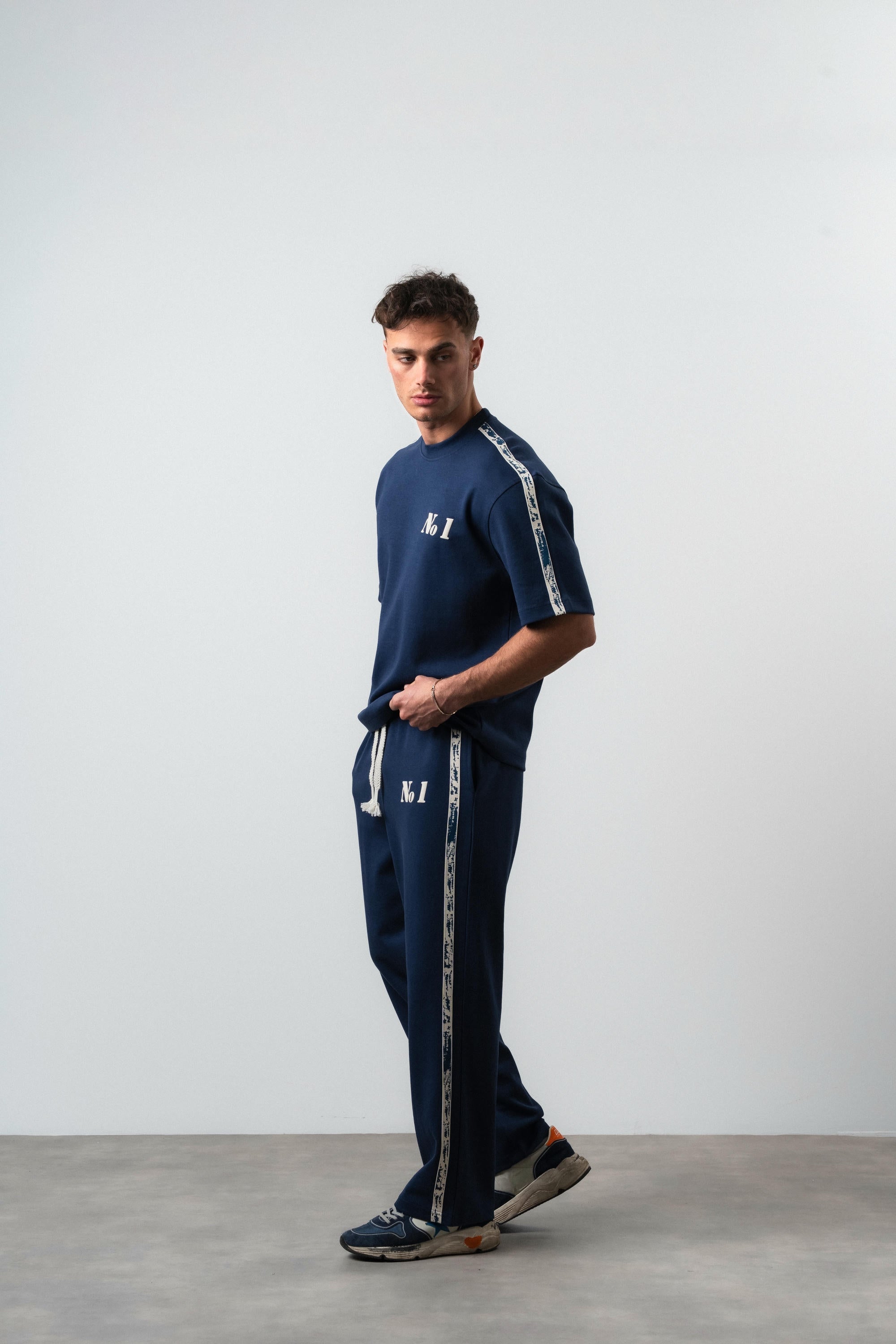 No1 Striped Regular Fit Tracksuit Navy