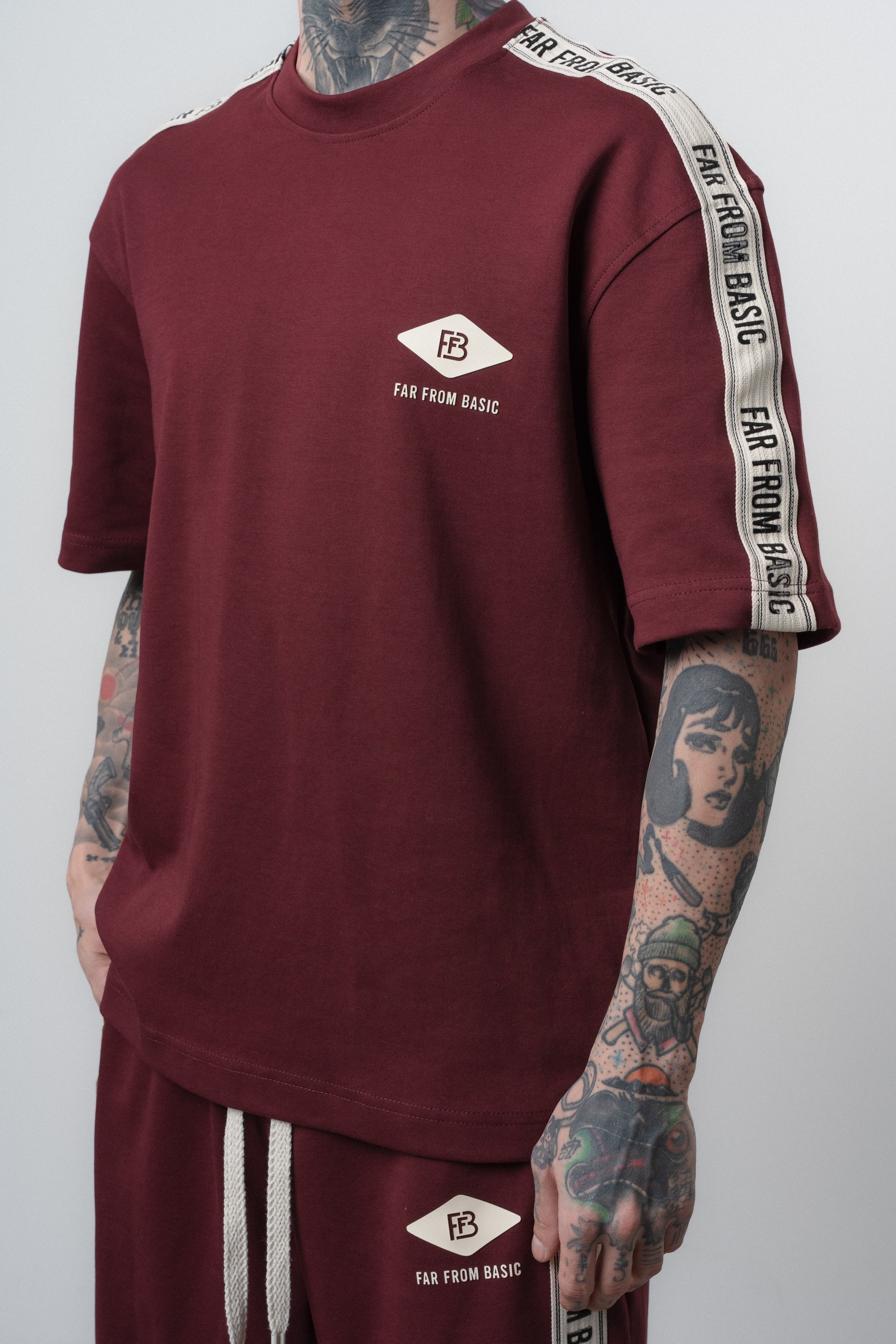 FFB Striped Regular Fit Tracksuit Burgundy