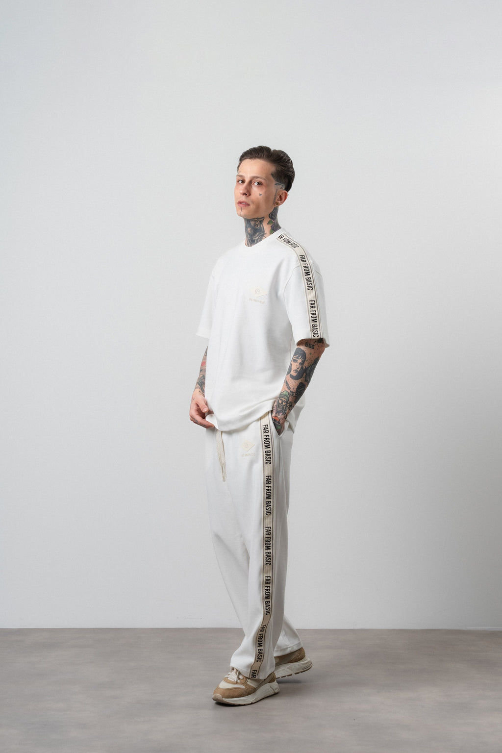 FFB Striped Regular Fit Tracksuit Ecru