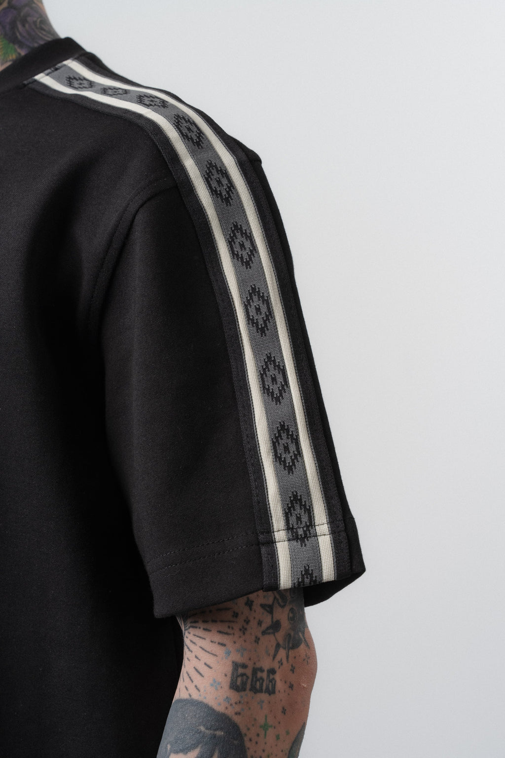 Ethnic Striped Regular Fit Tracksuit Black