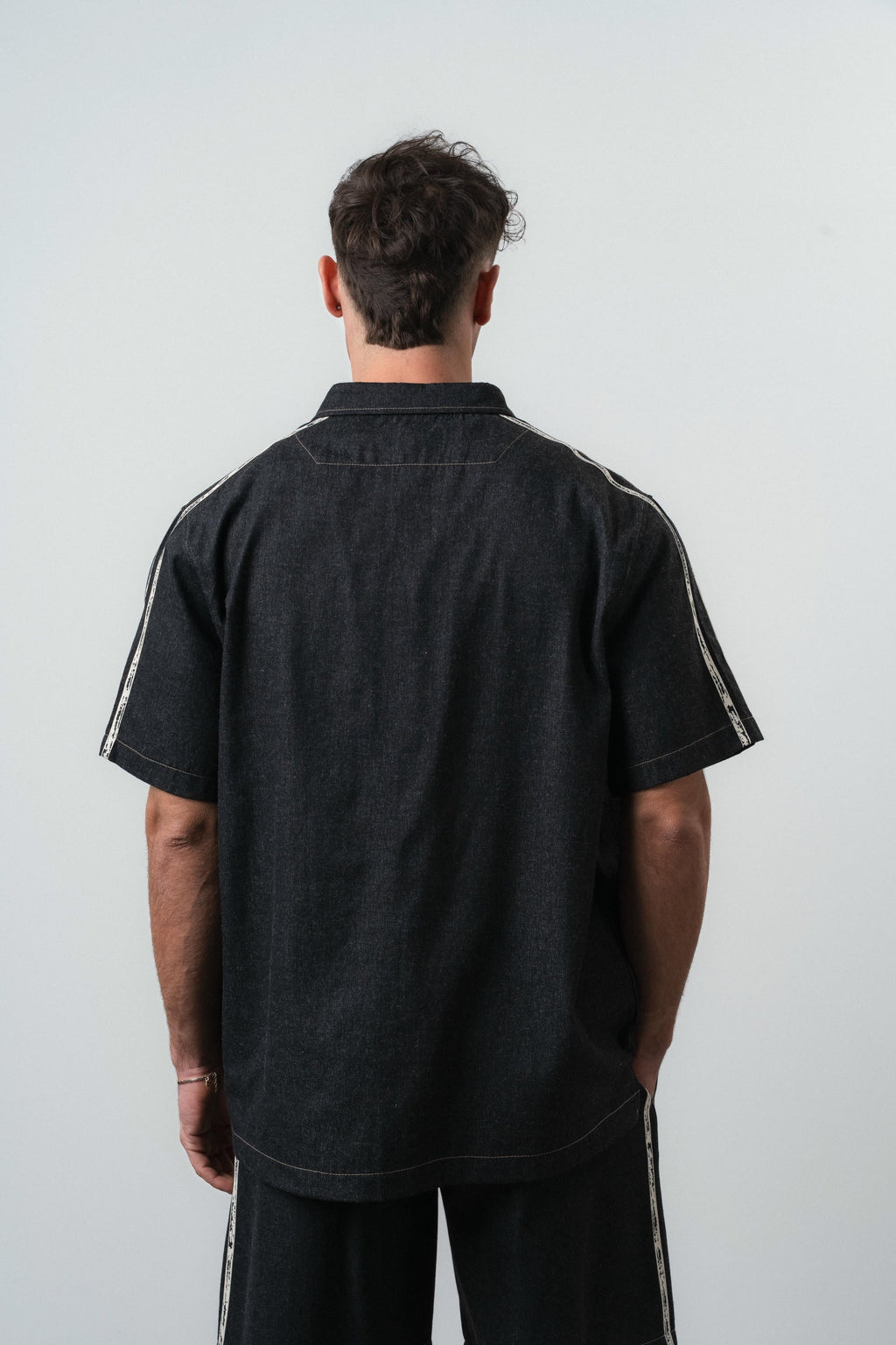 Denim Shortsleeve Oversized Shirt Black