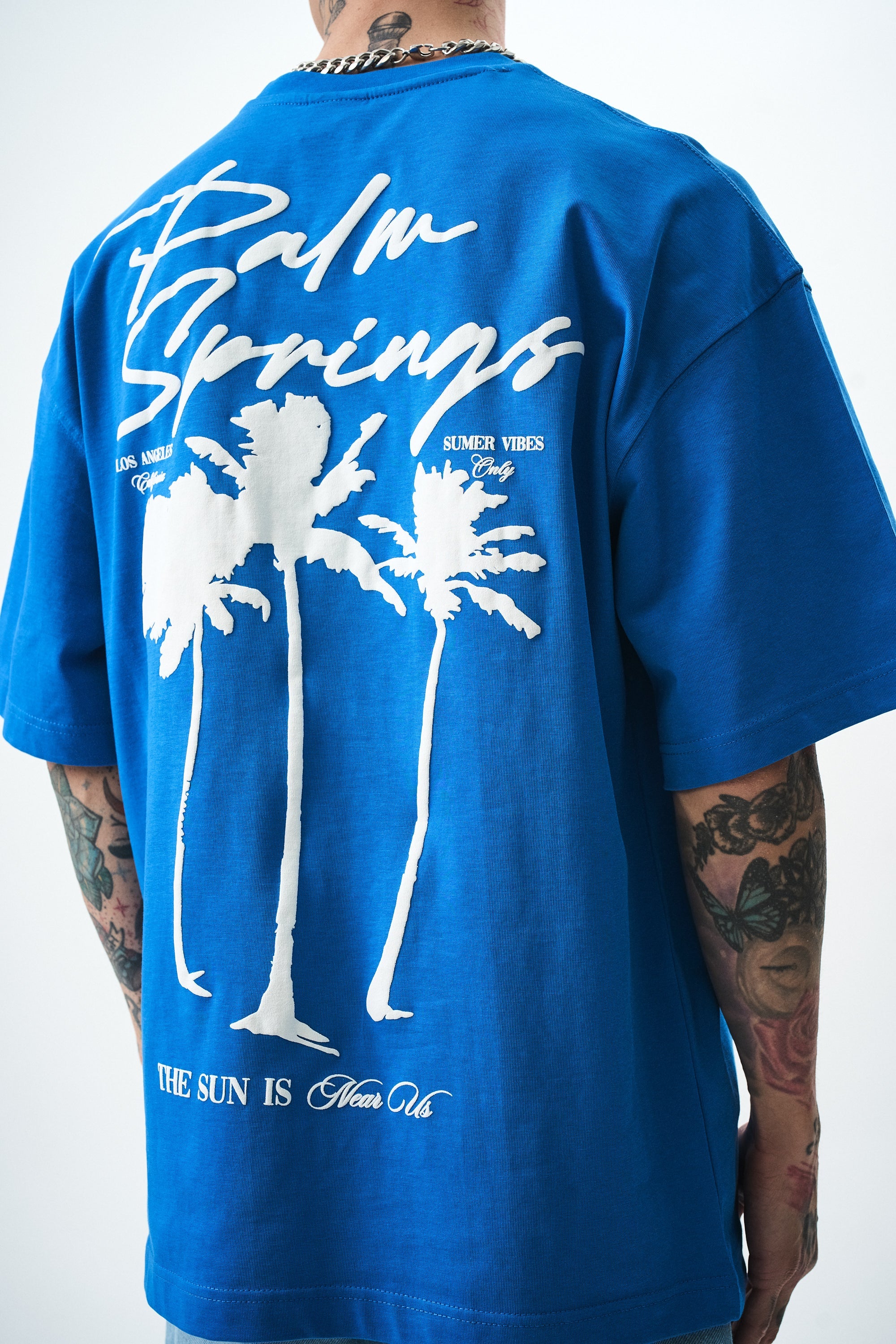 Palm Oversized T-Shirt Blue