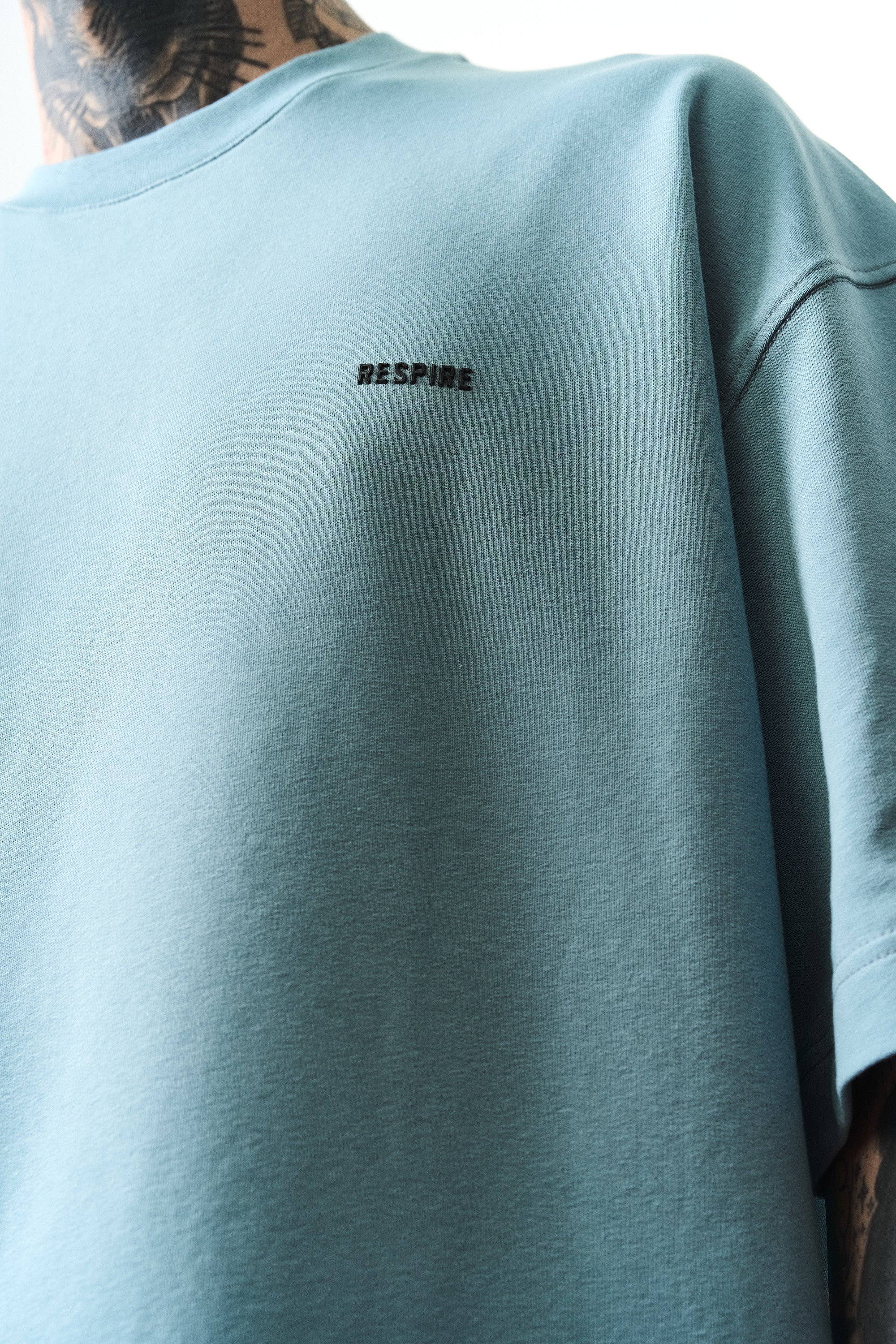 Respire Injection Printed Oversized T-Shirt Light Blue