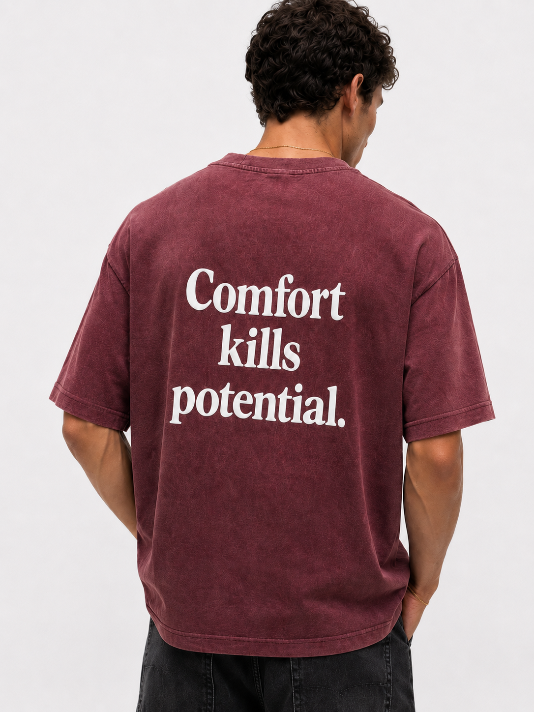 Potential Washed Oversized T-Shirt Burgundy