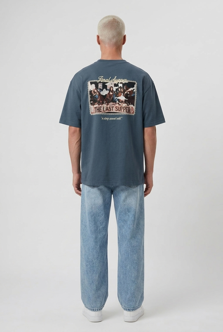 Final Supper Oversized T-Shirt Petrol Blue