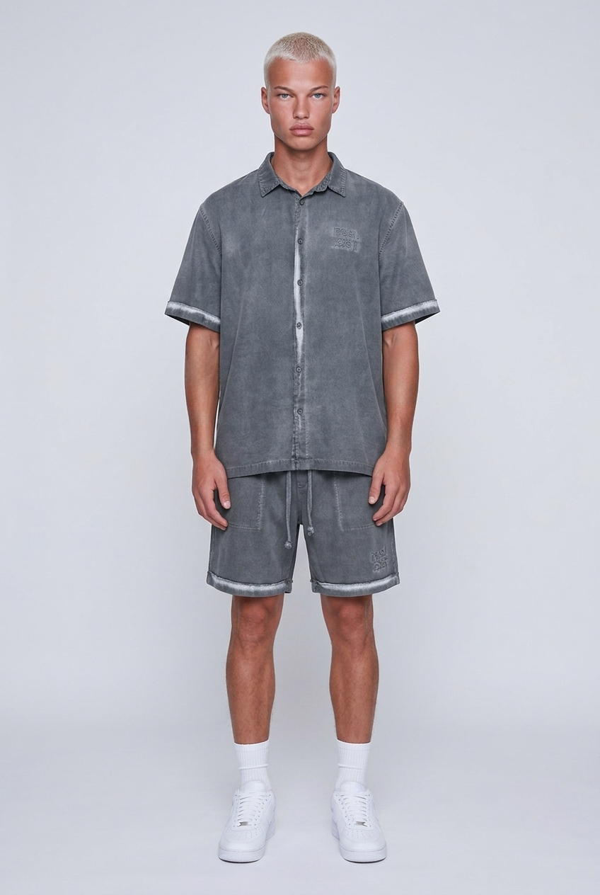 Washed Shirt Set Gray
