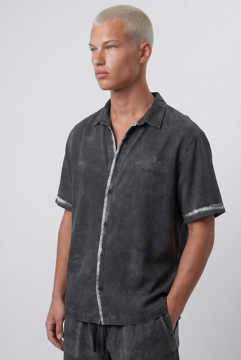 Washed Shirt Set Black