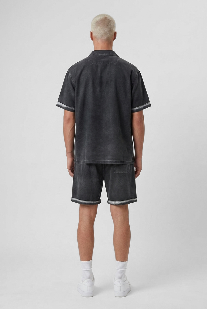 Washed Shirt Set Black