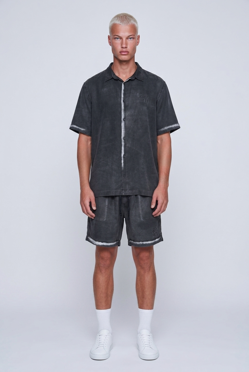 Washed Shirt Set Black