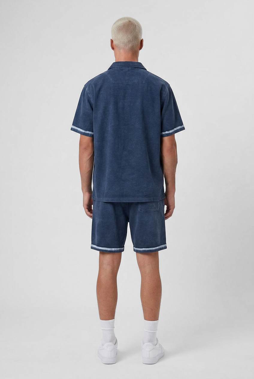 Washed Shirt Set Navy