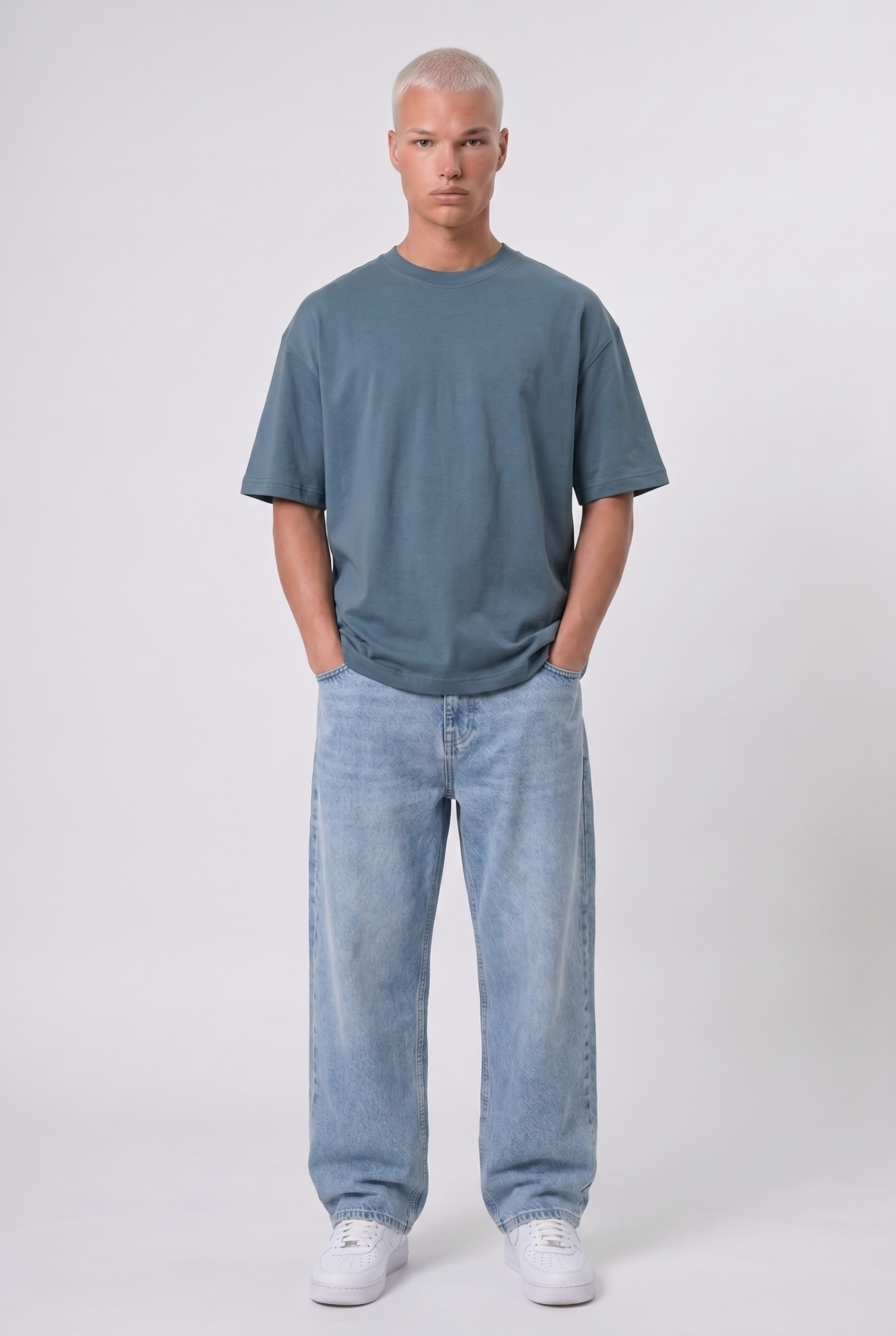 Basic Oversized T-Shirt 24/1 Petrol Blue