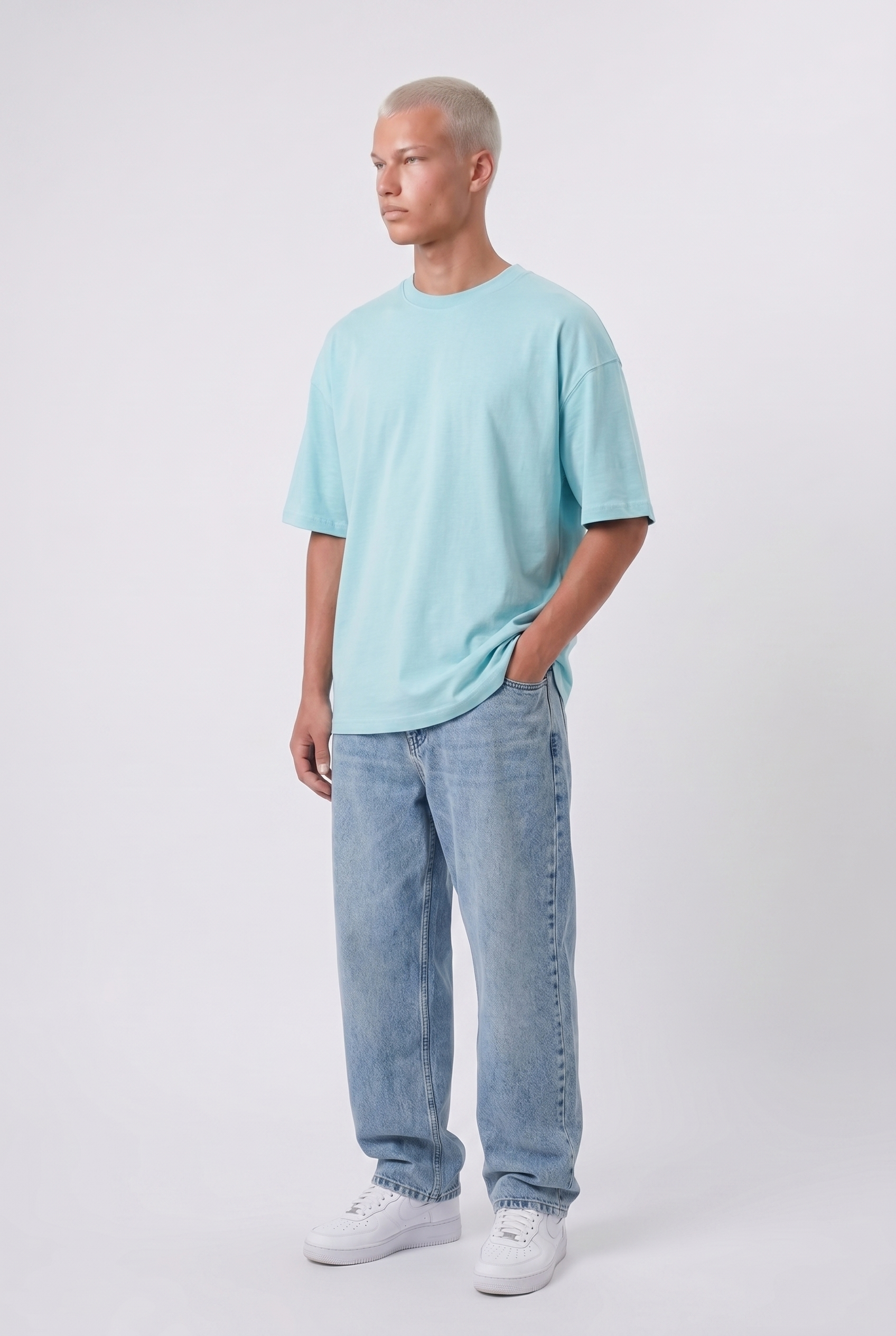 Basic Oversized T-Shirt 24/1 Baby Blue