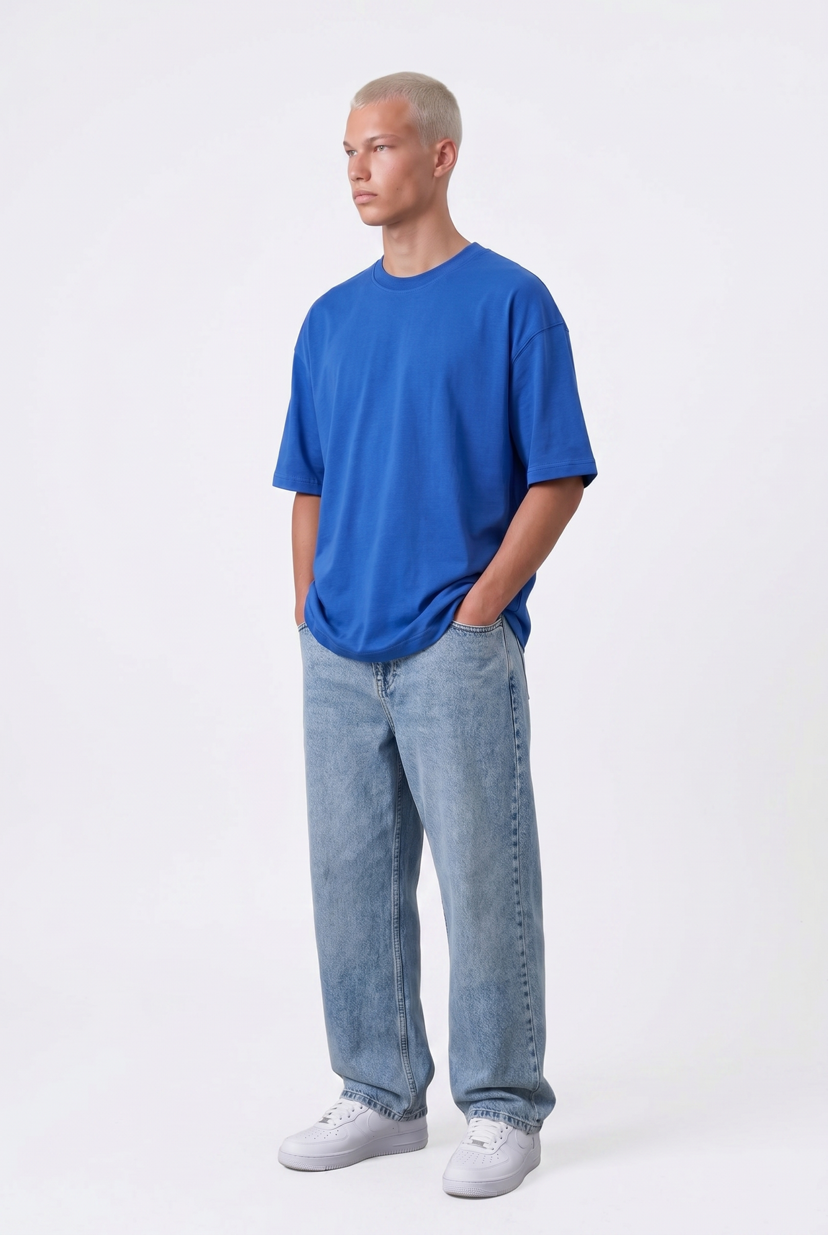 Basic Oversized T-Shirt 24/1 Sax Blue