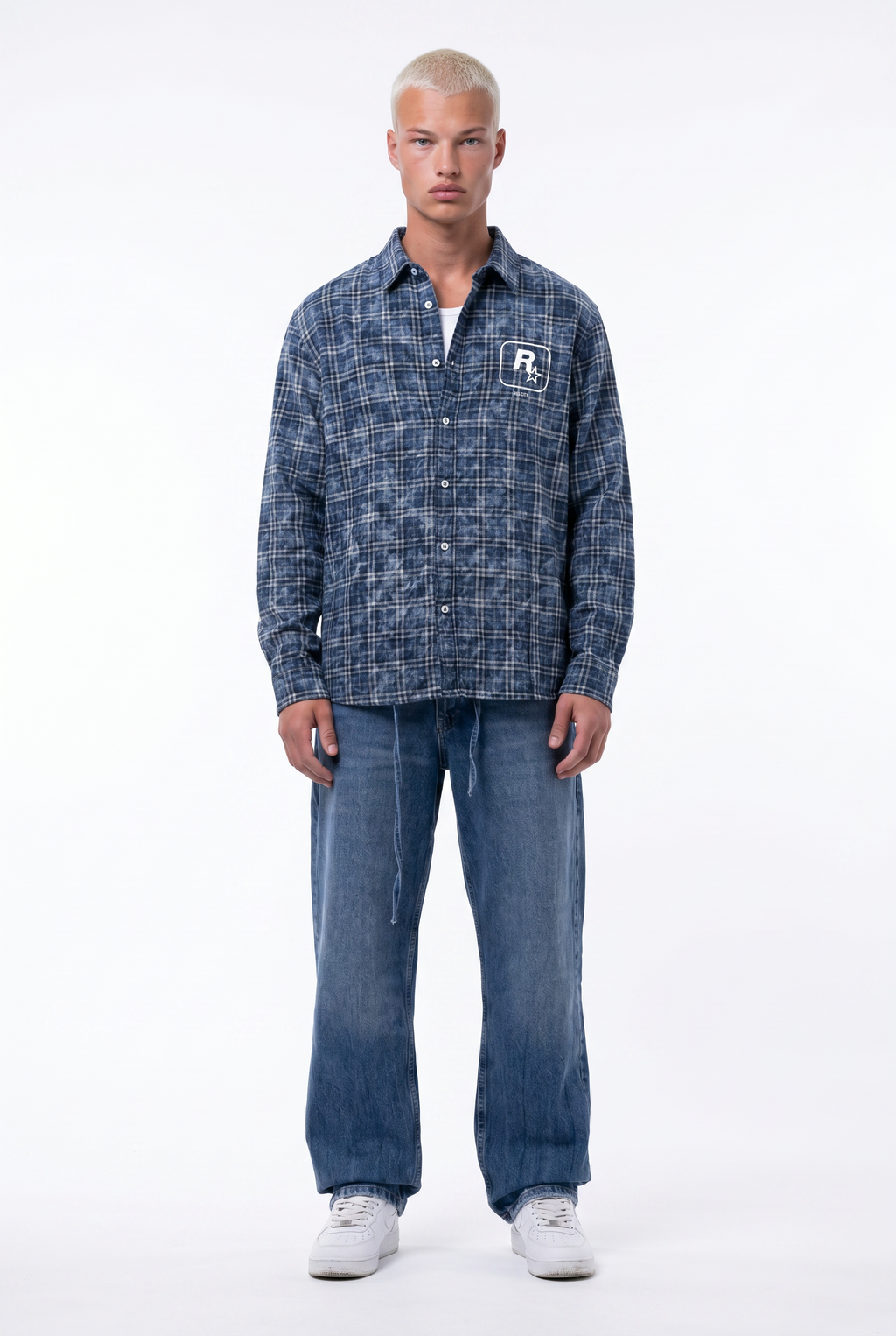 R Oversized Shirt Blue