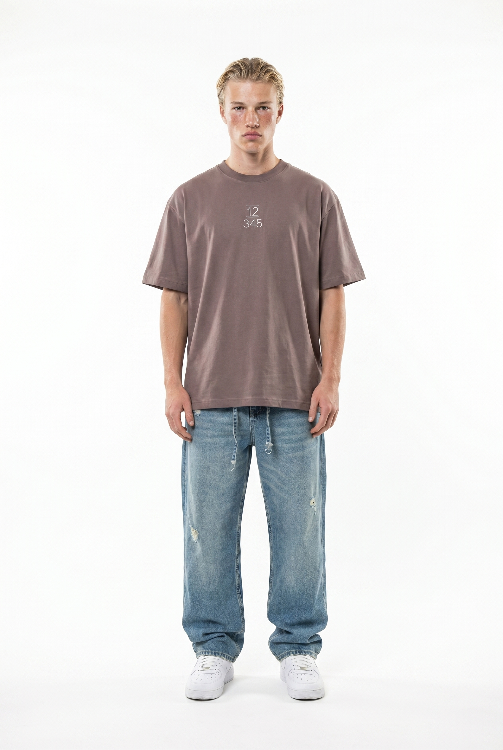 Embroidered Oversized T-Shirt Brown