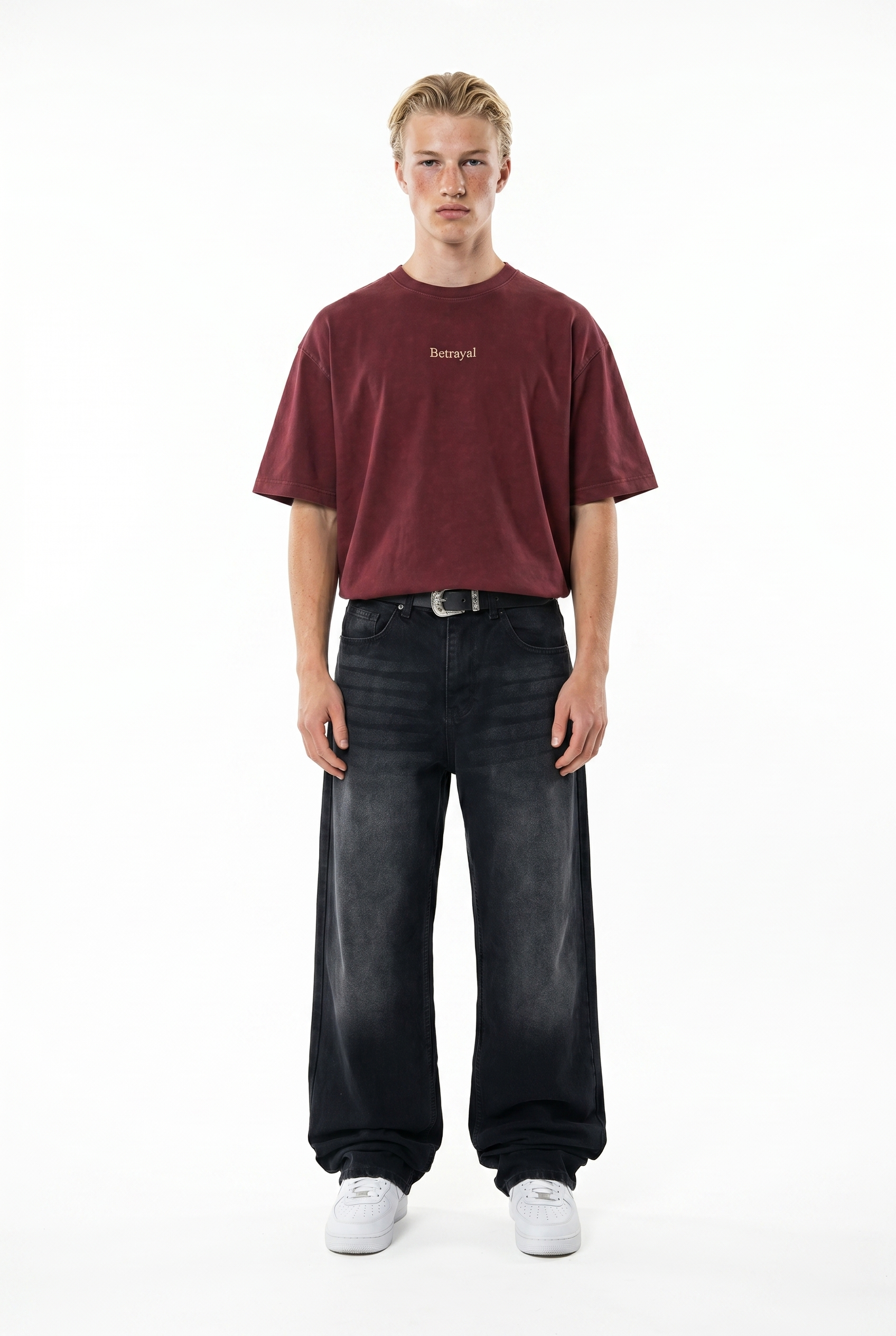Betrayal Washed Oversized T-Shirt Burgundy