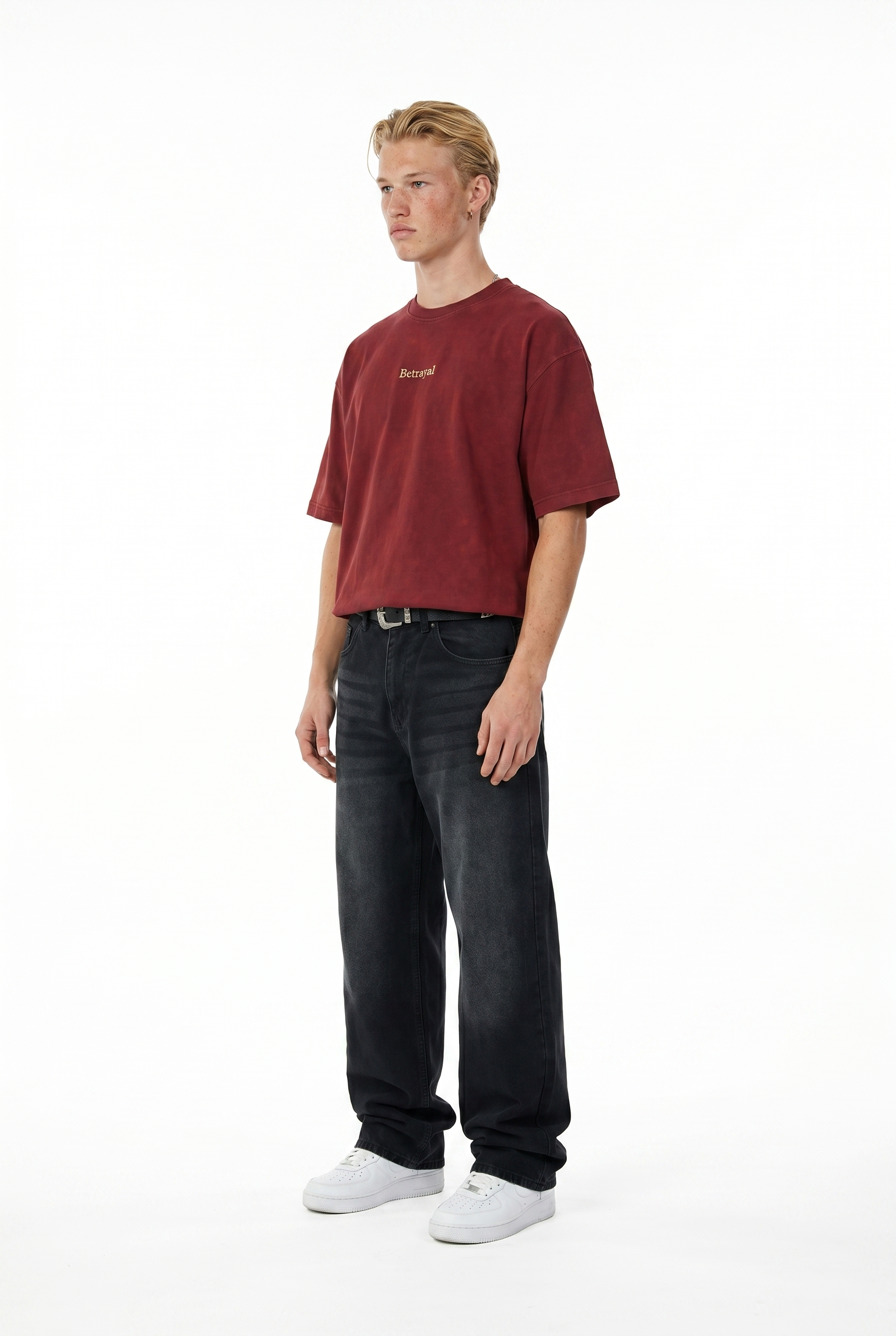 Betrayal Washed Oversized T-Shirt Burgundy