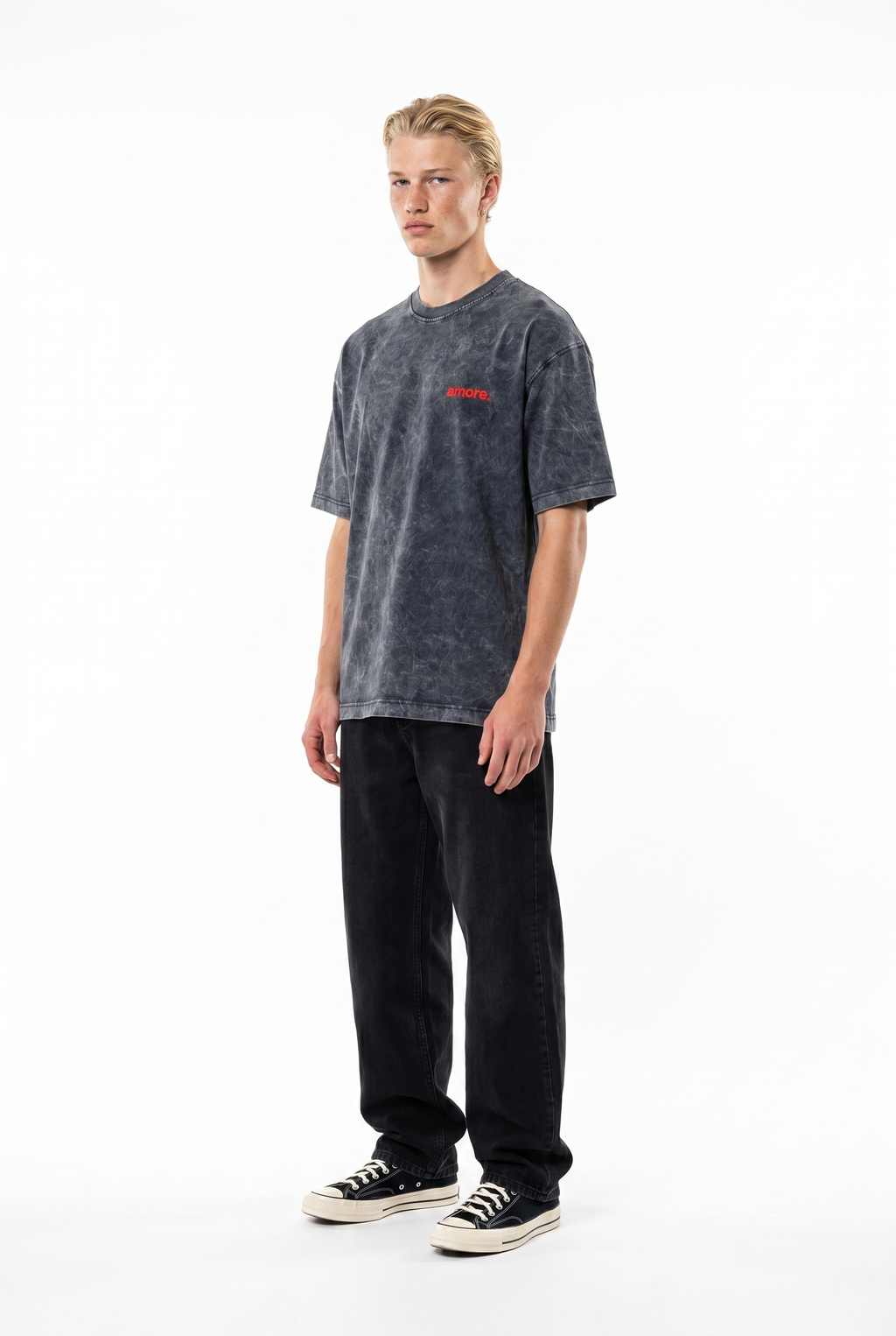 Amore Washed Oversized T-Shirt Black