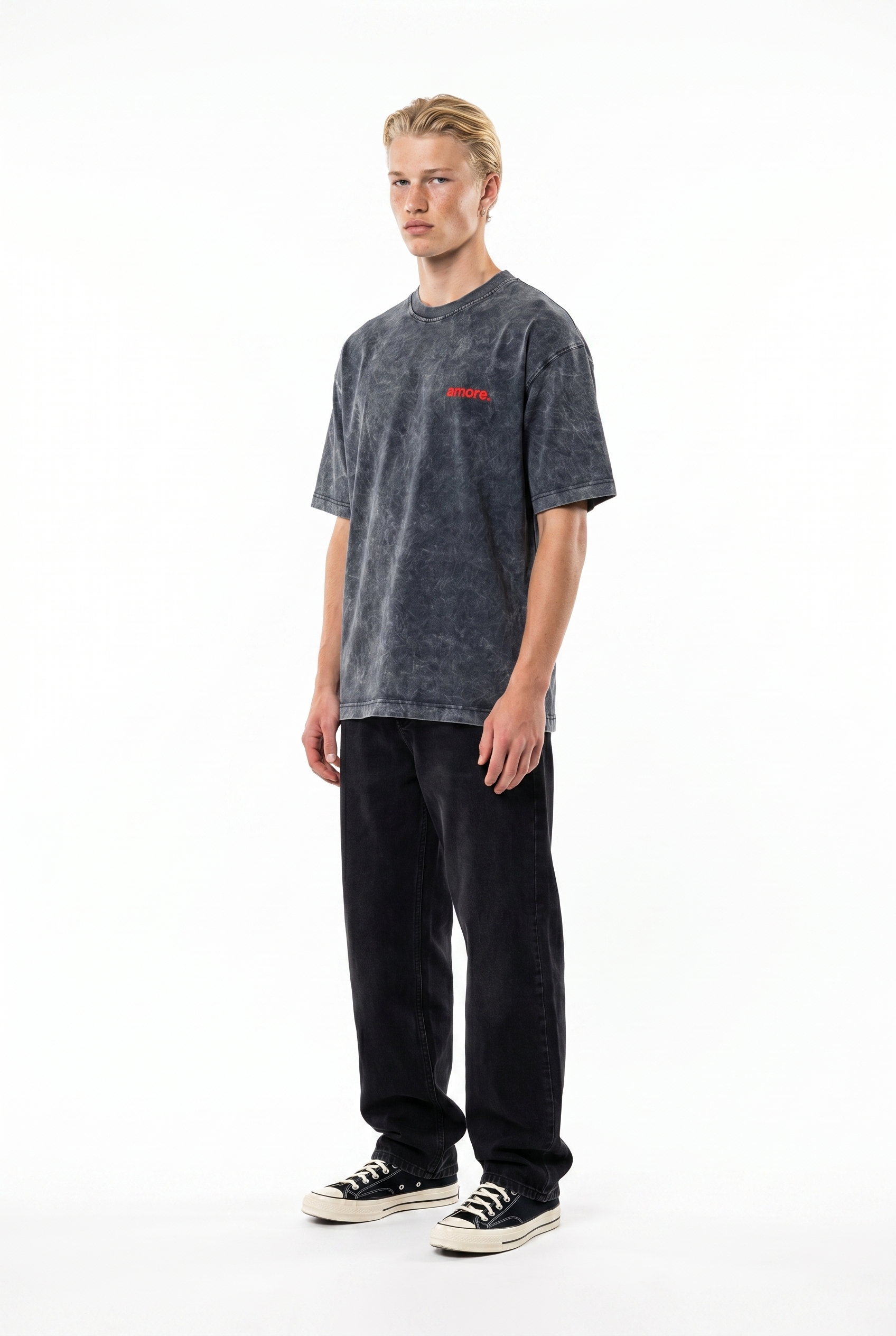 Amore Washed Oversized T-Shirt Black