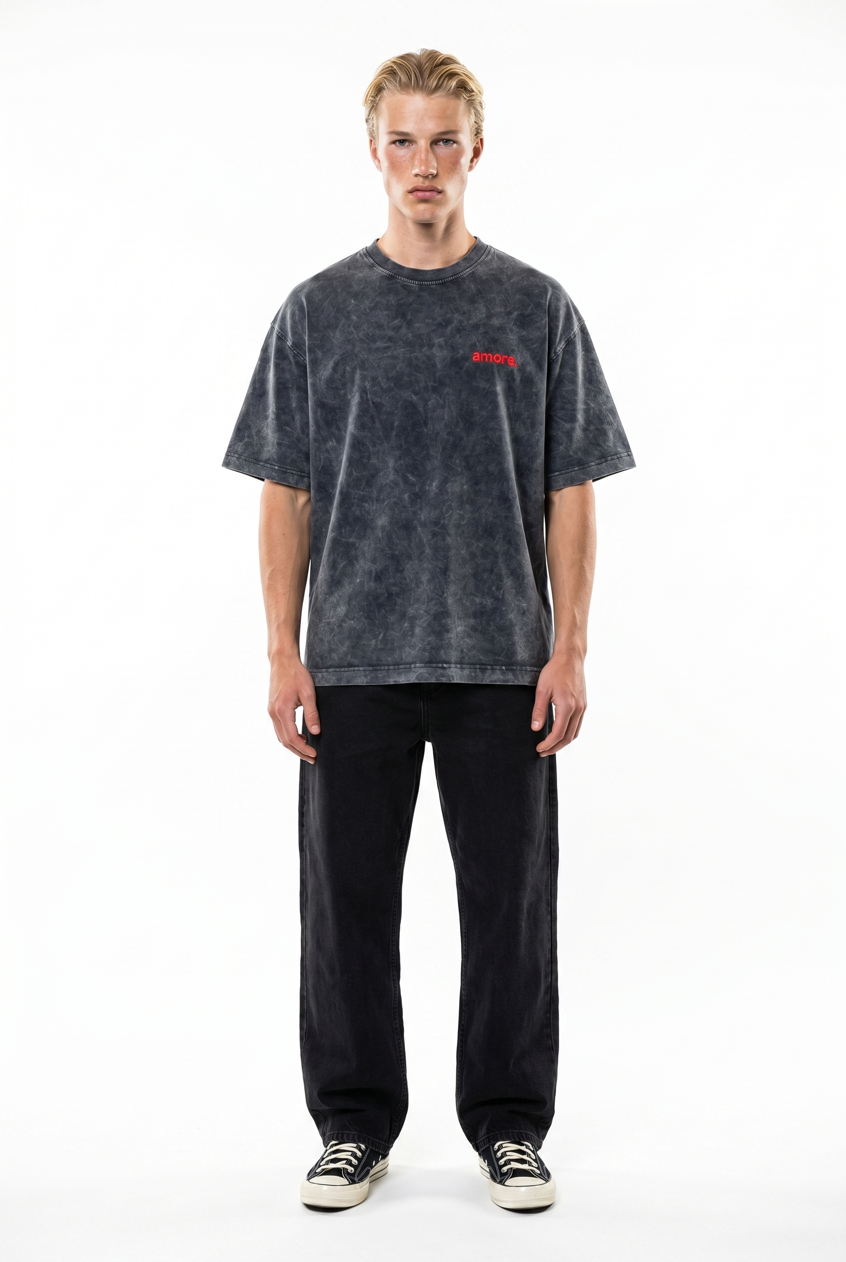 Amore Washed Oversized T-Shirt Black