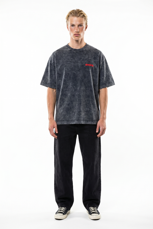 Amore Washed Oversized T-Shirt Black