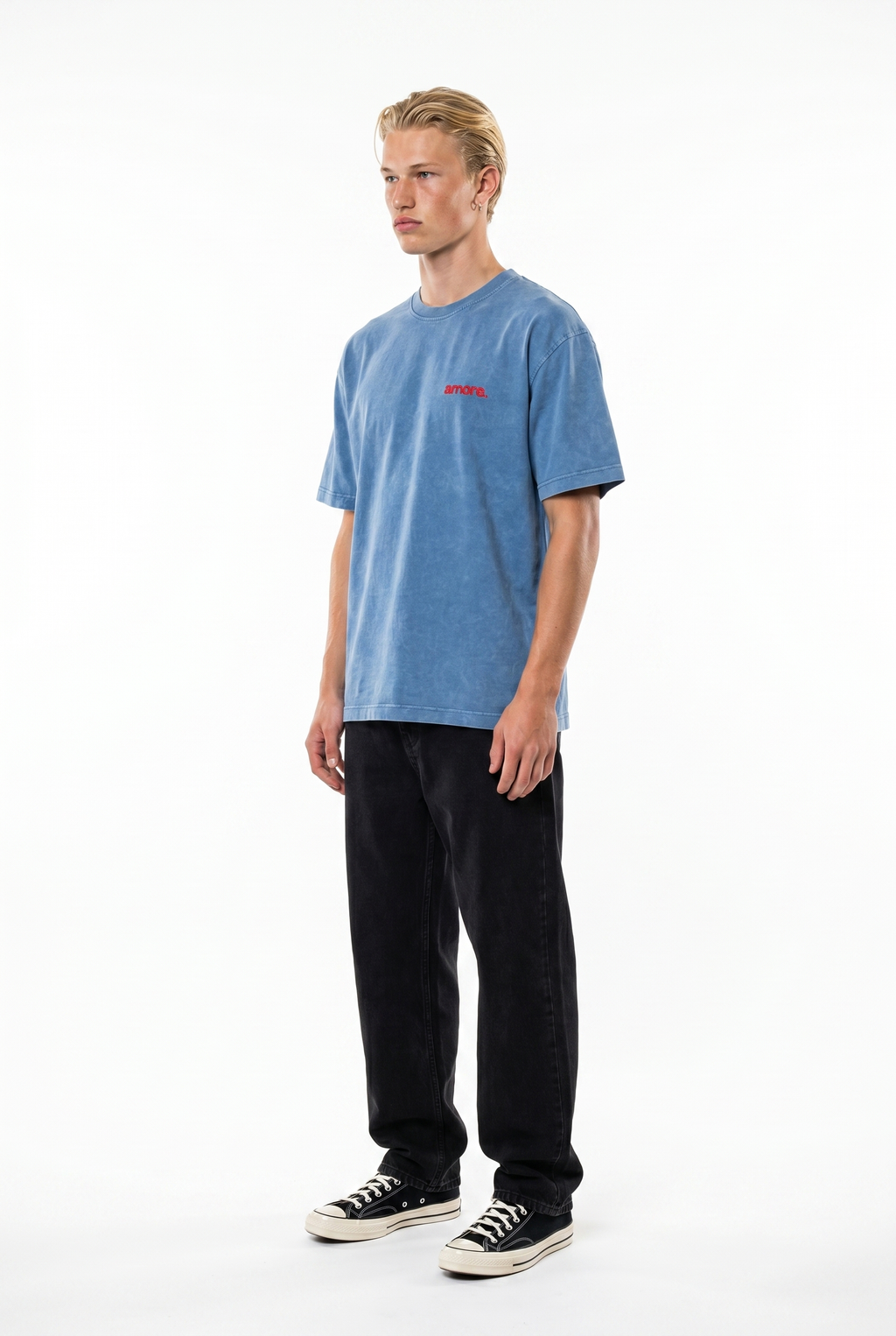 Amore Washed Oversized T-Shirt Blue